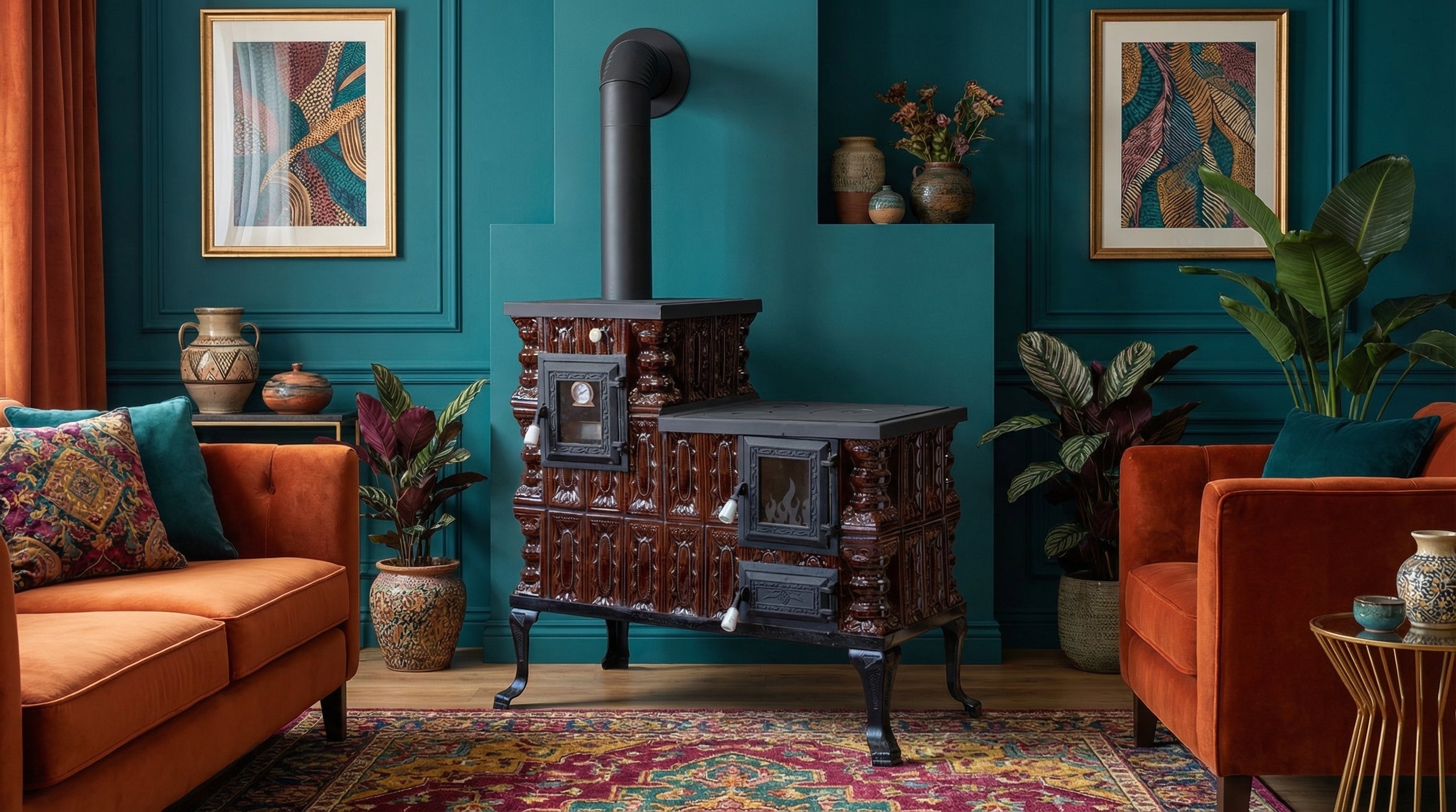 POÊLE CÉRAMIQUE MODÈLE 1 MARRON GAUCHE 10 kW