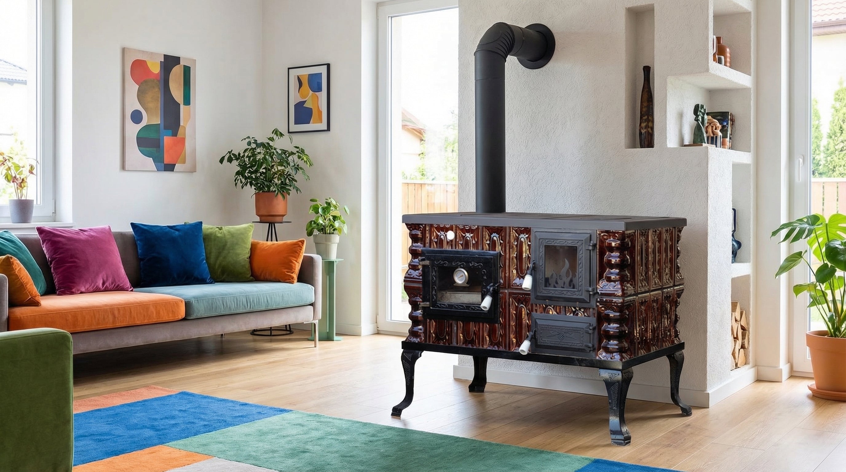 POÊLE CÉRAMIQUE MODÈLE 6 MARRON GAUCHE 10 kW