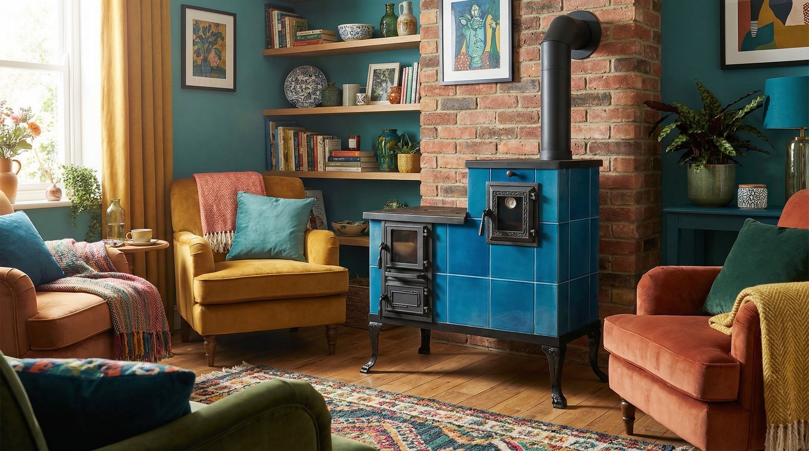 POÊLE CÉRAMIQUE MODÈLE 1 BLEU DROIT 10 kW