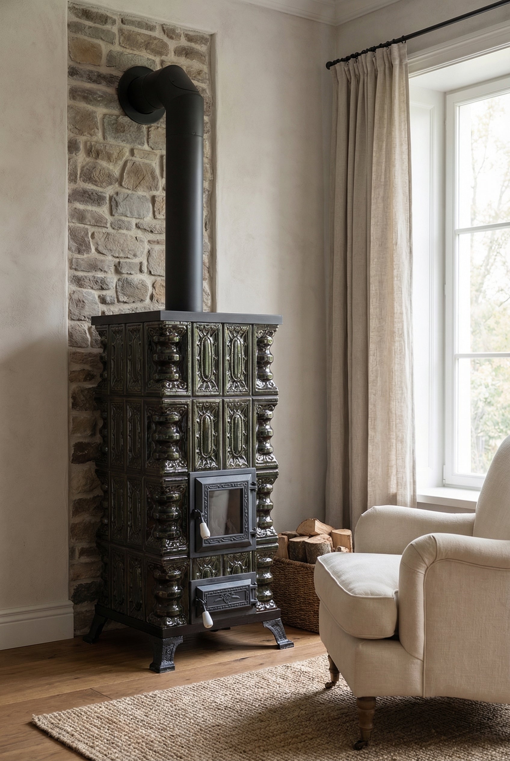 POÊLE CÉRAMIQUE MODÈLE 2 VERT 7 kW