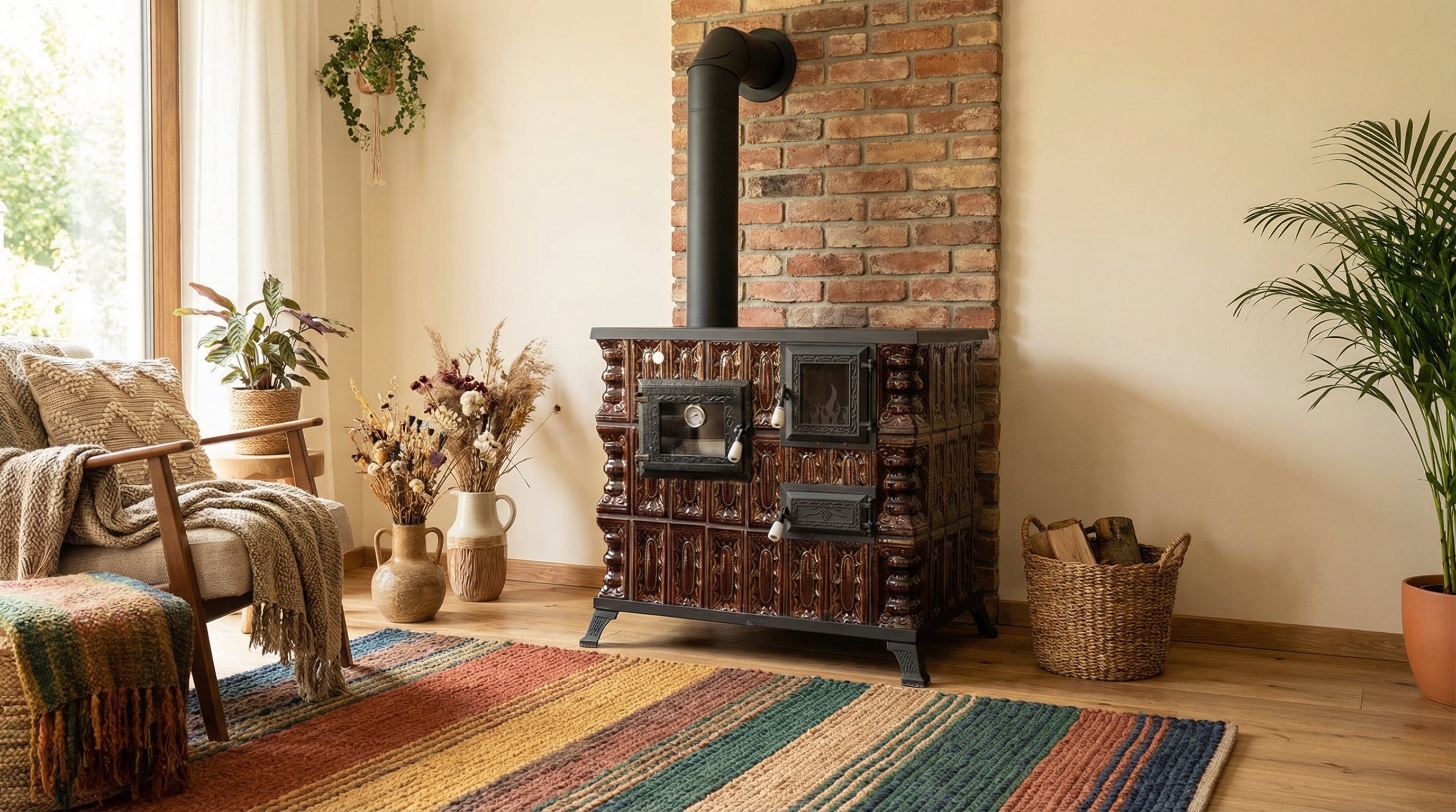 POÊLE CÉRAMIQUE MODÈLE 4 MARRON GAUCHE 10 kW