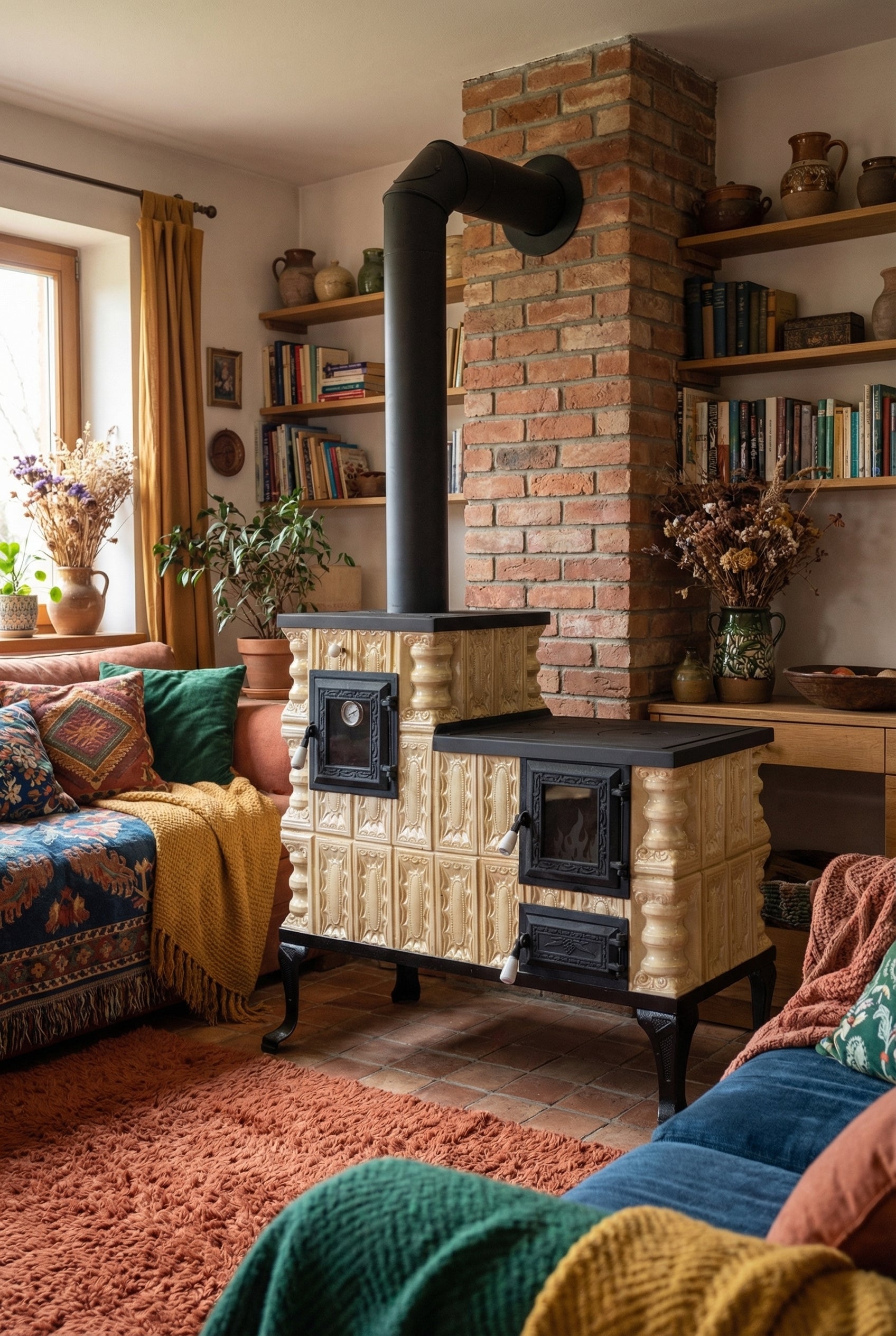 POÊLE CÉRAMIQUE MODÈLE 1 CRÈME GAUCHE 10 kW