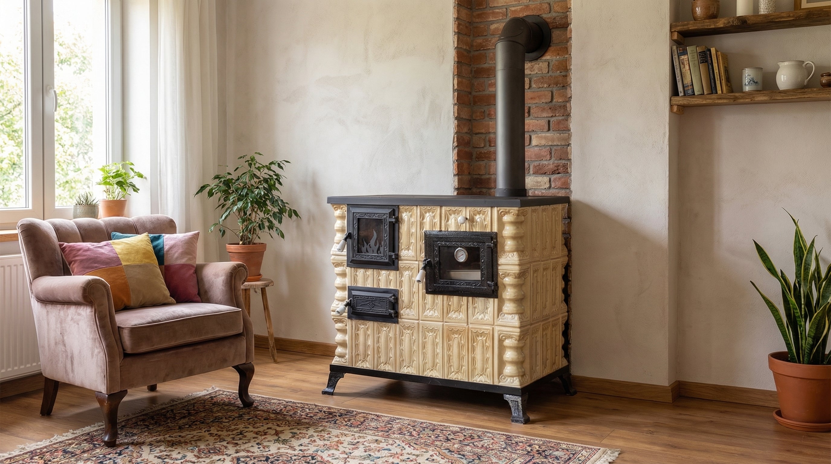 POÊLE CÉRAMIQUE MODÈLE 4 CRÈME DROIT 10 kW