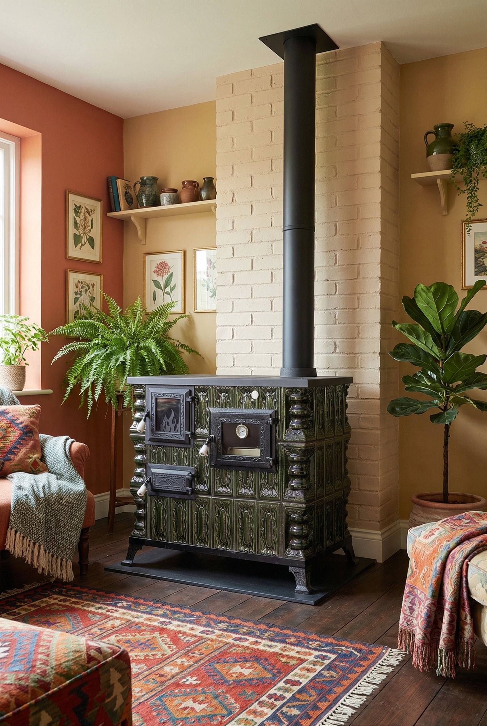 POÊLE CÉRAMIQUE MODÈLE 4 VERT DROIT 10 kW