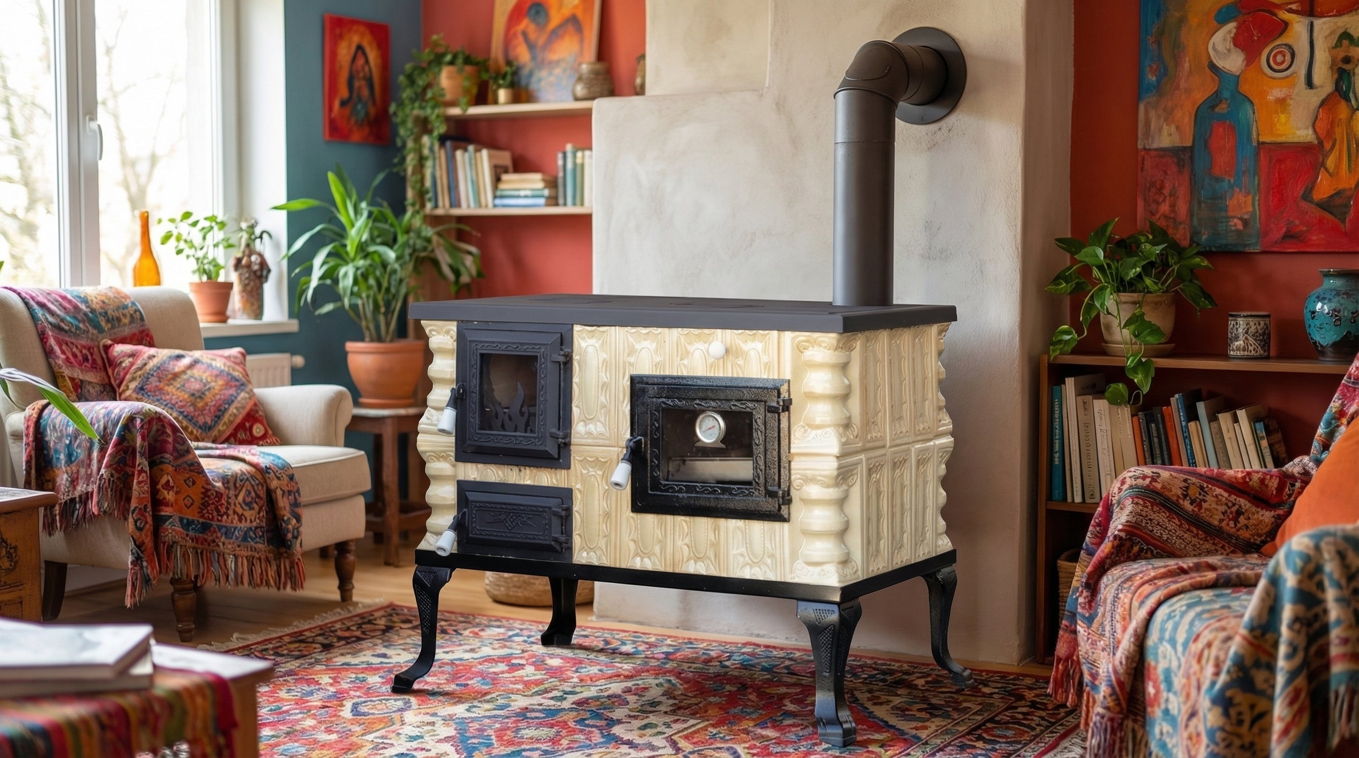 POÊLE CÉRAMIQUE MODÈLE 6 CRÈME DROIT 10 kW
