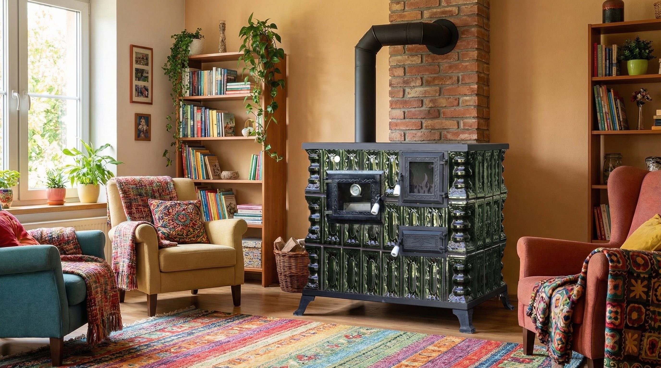 POÊLE CÉRAMIQUE MODÈLE 4 VERT GAUCHE 10 kW