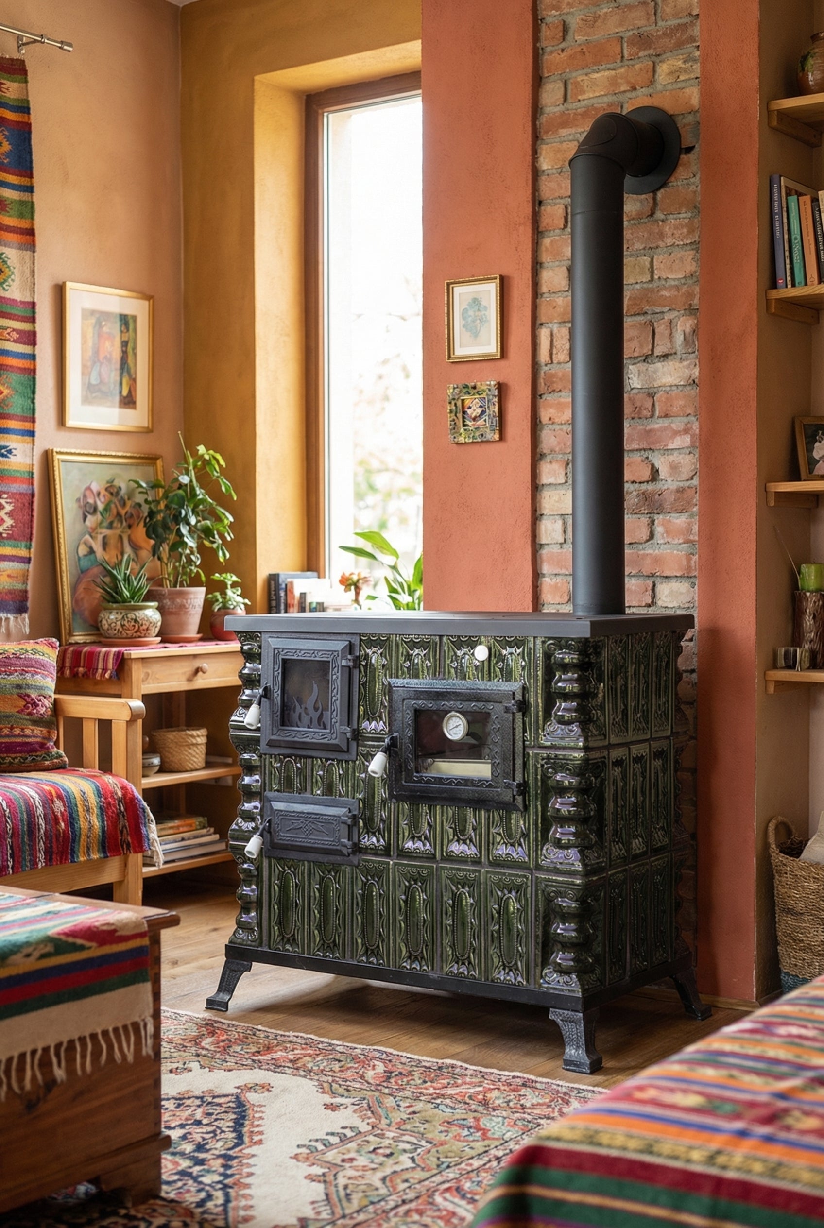 POÊLE CÉRAMIQUE MODÈLE 4 VERT DROIT 10 kW
