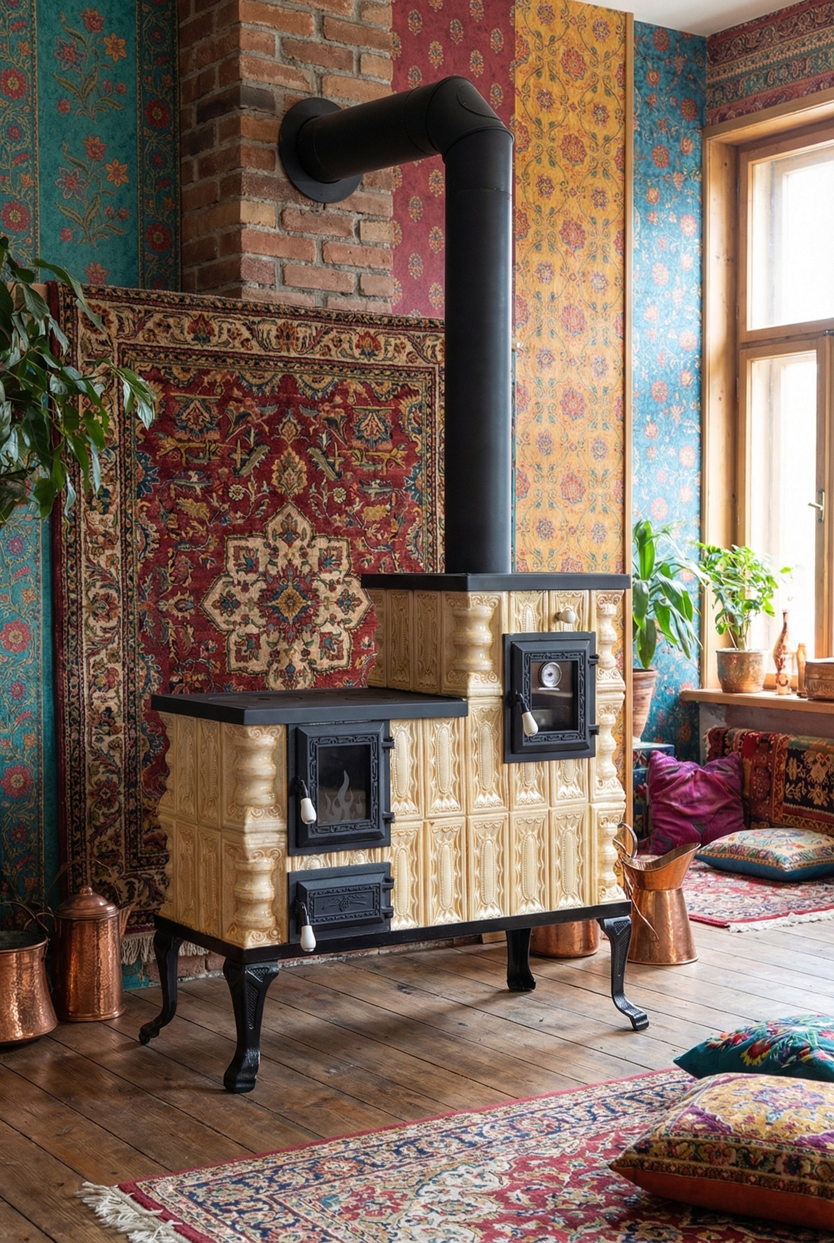 POÊLE CÉRAMIQUE MODÈLE 1 CRÈME DROIT 10 kW
