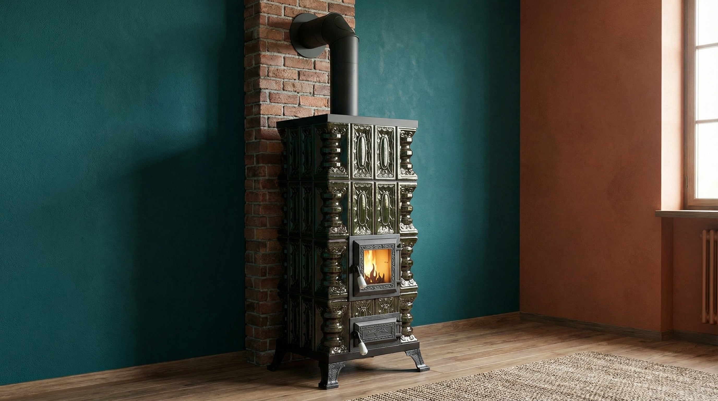POÊLE CÉRAMIQUE MODÈLE 2 VERT 7 kW