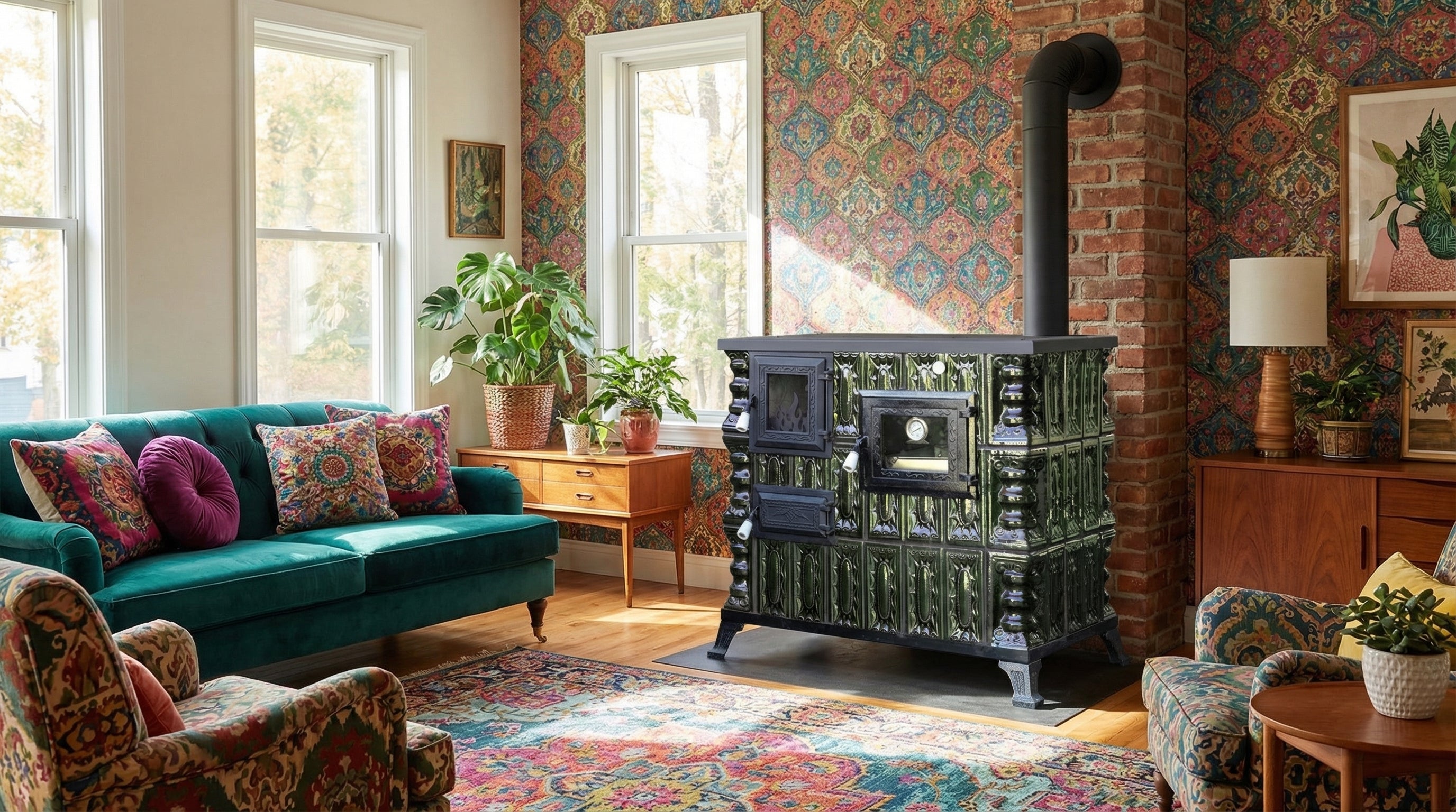 POÊLE CÉRAMIQUE MODÈLE 4 VERT DROIT 10 kW