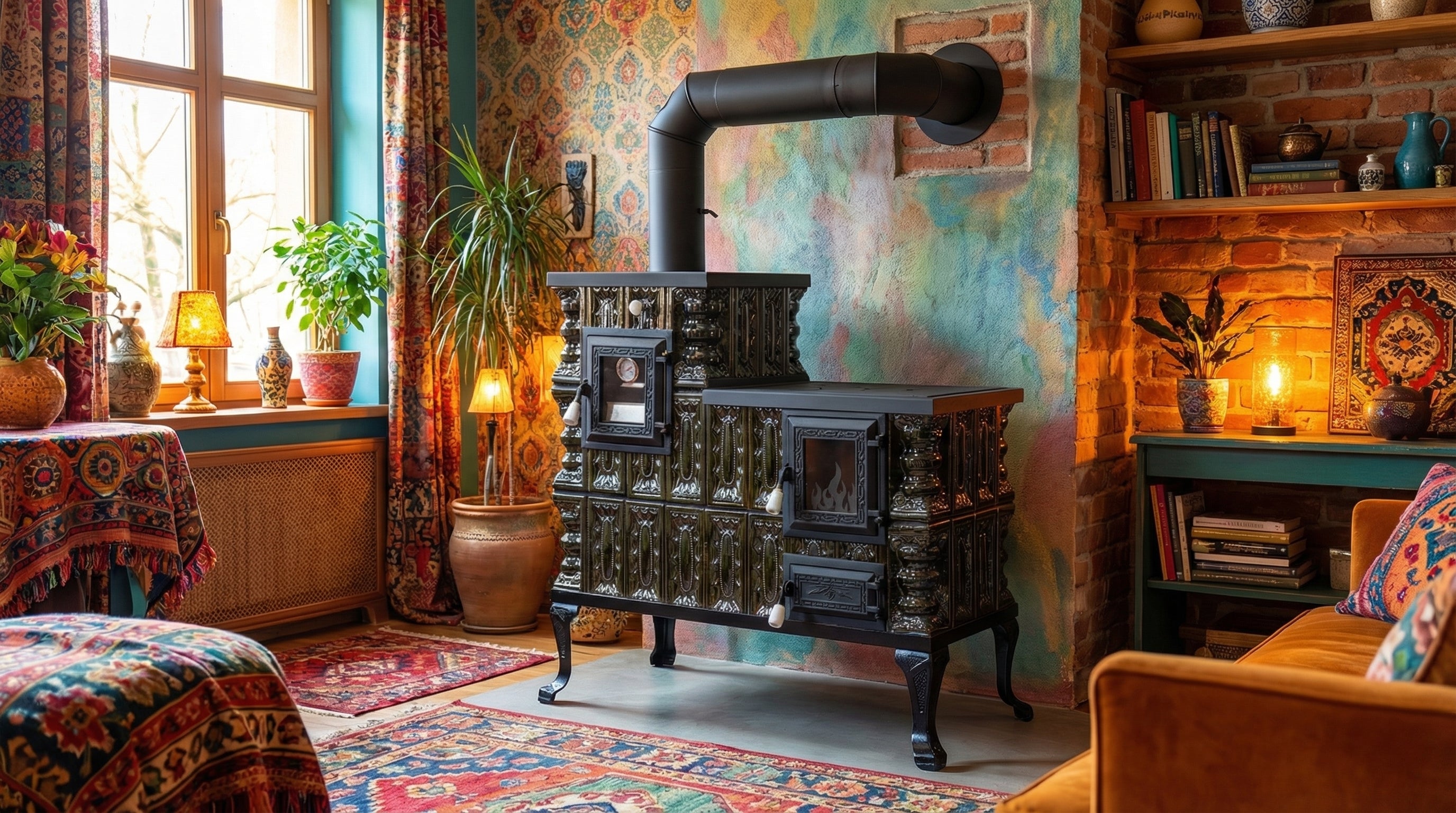 POÊLE CÉRAMIQUE MODÈLE 1 VERT GAUCHE 10 kW