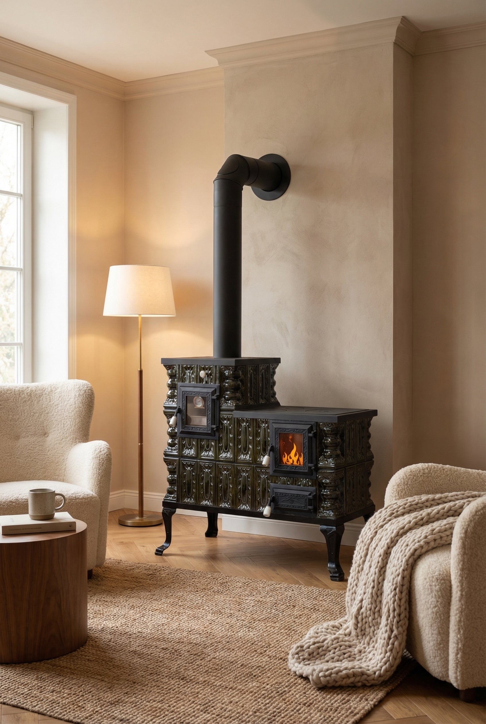 POÊLE CÉRAMIQUE MODÈLE 1 VERT GAUCHE 10 kW
