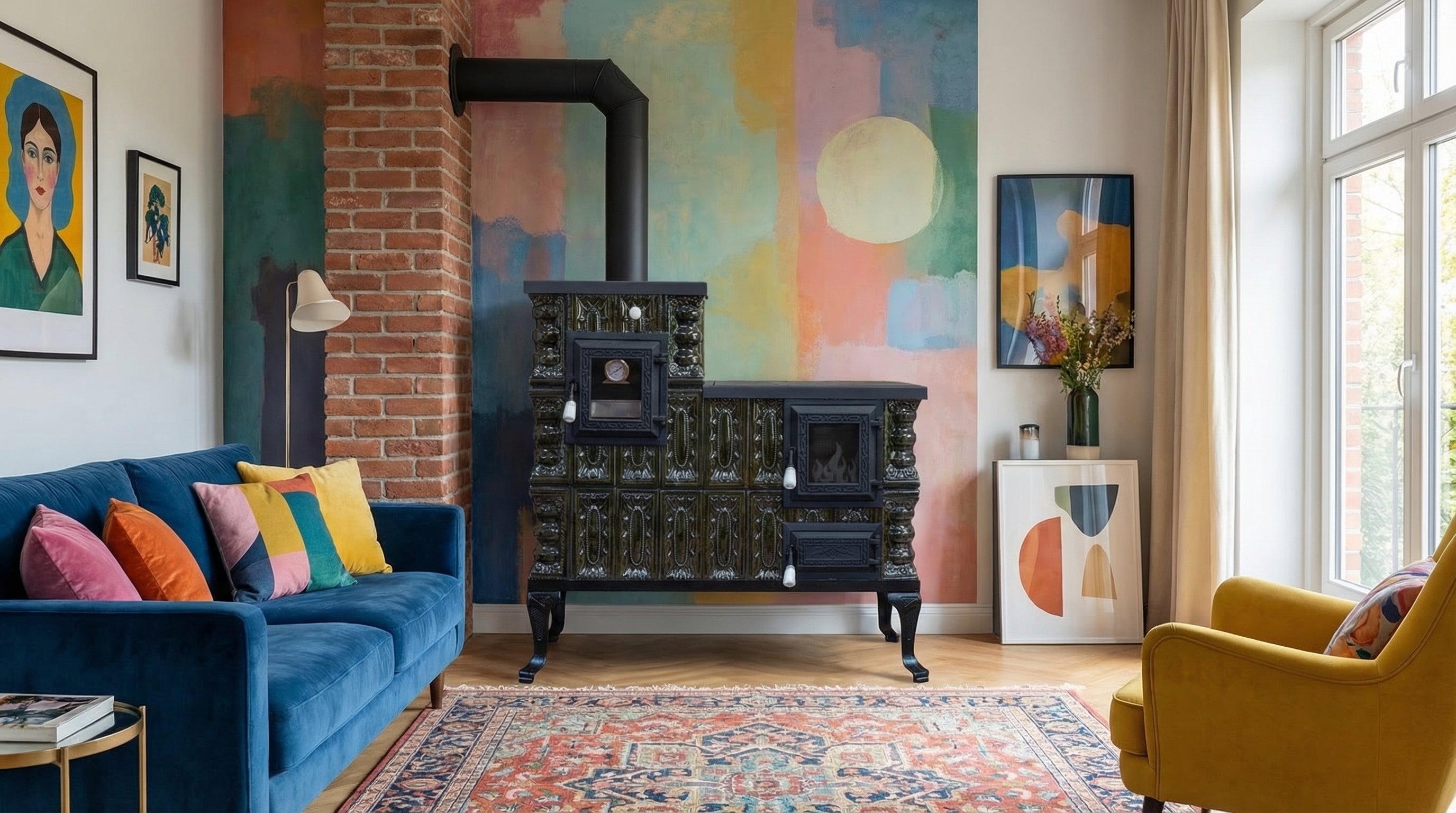 POÊLE CÉRAMIQUE MODÈLE 1 VERT GAUCHE 10 kW