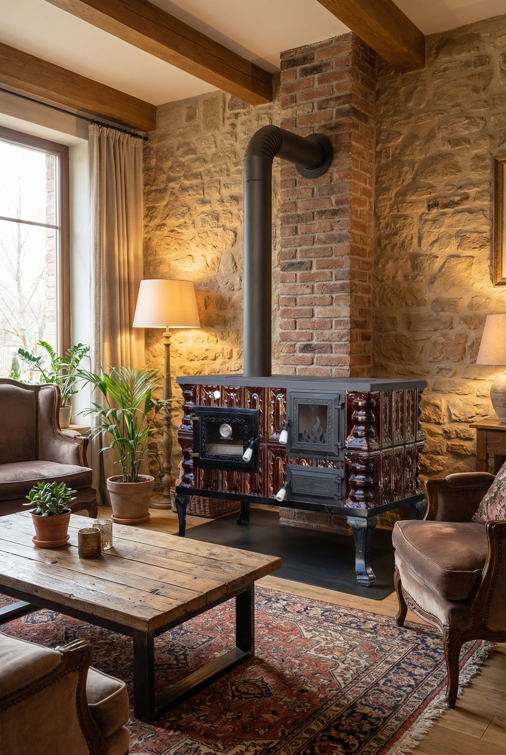 POÊLE CÉRAMIQUE MODÈLE 6 MARRON GAUCHE 10 kW
