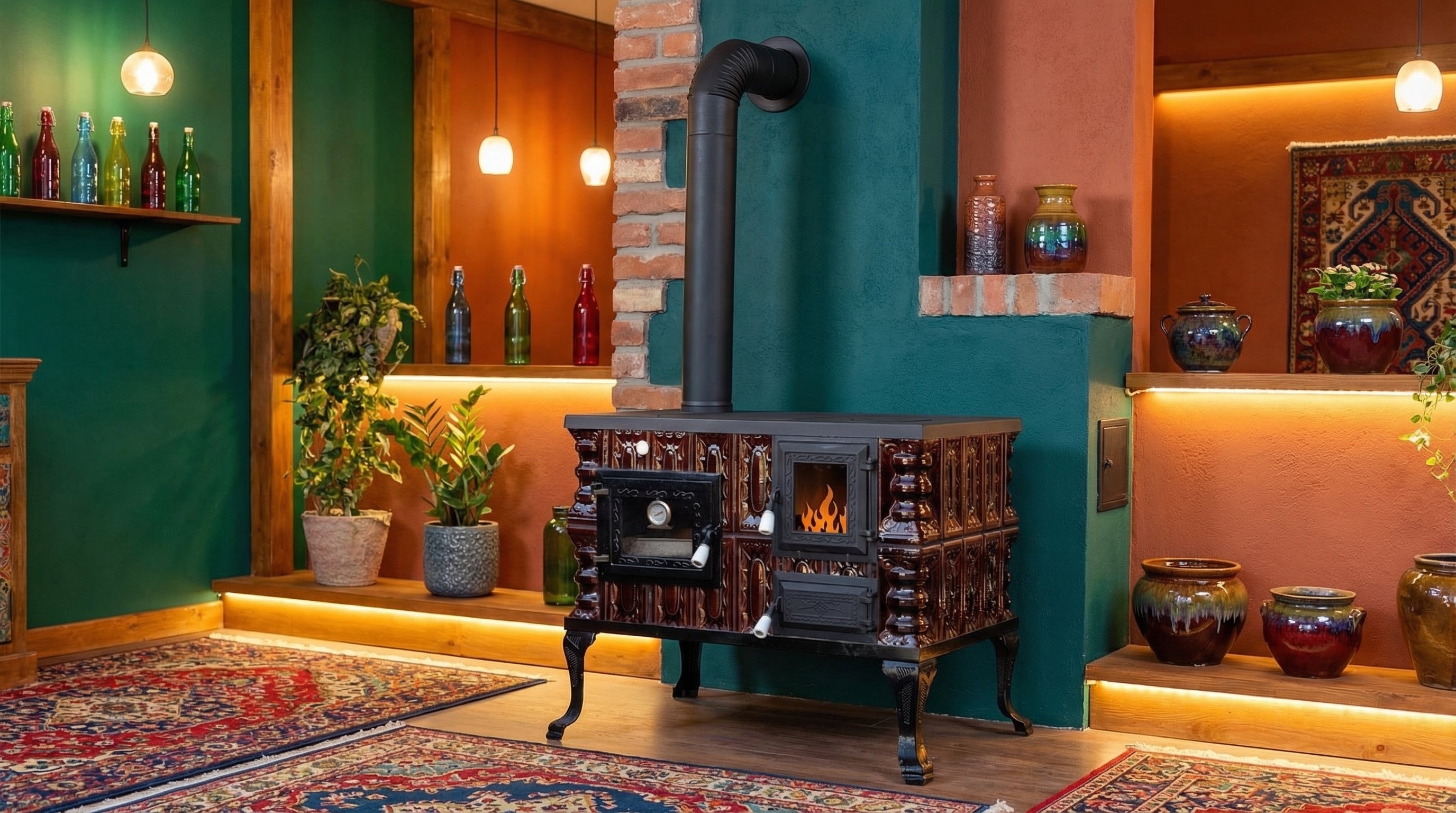 POÊLE CÉRAMIQUE MODÈLE 6 MARRON GAUCHE 10 kW