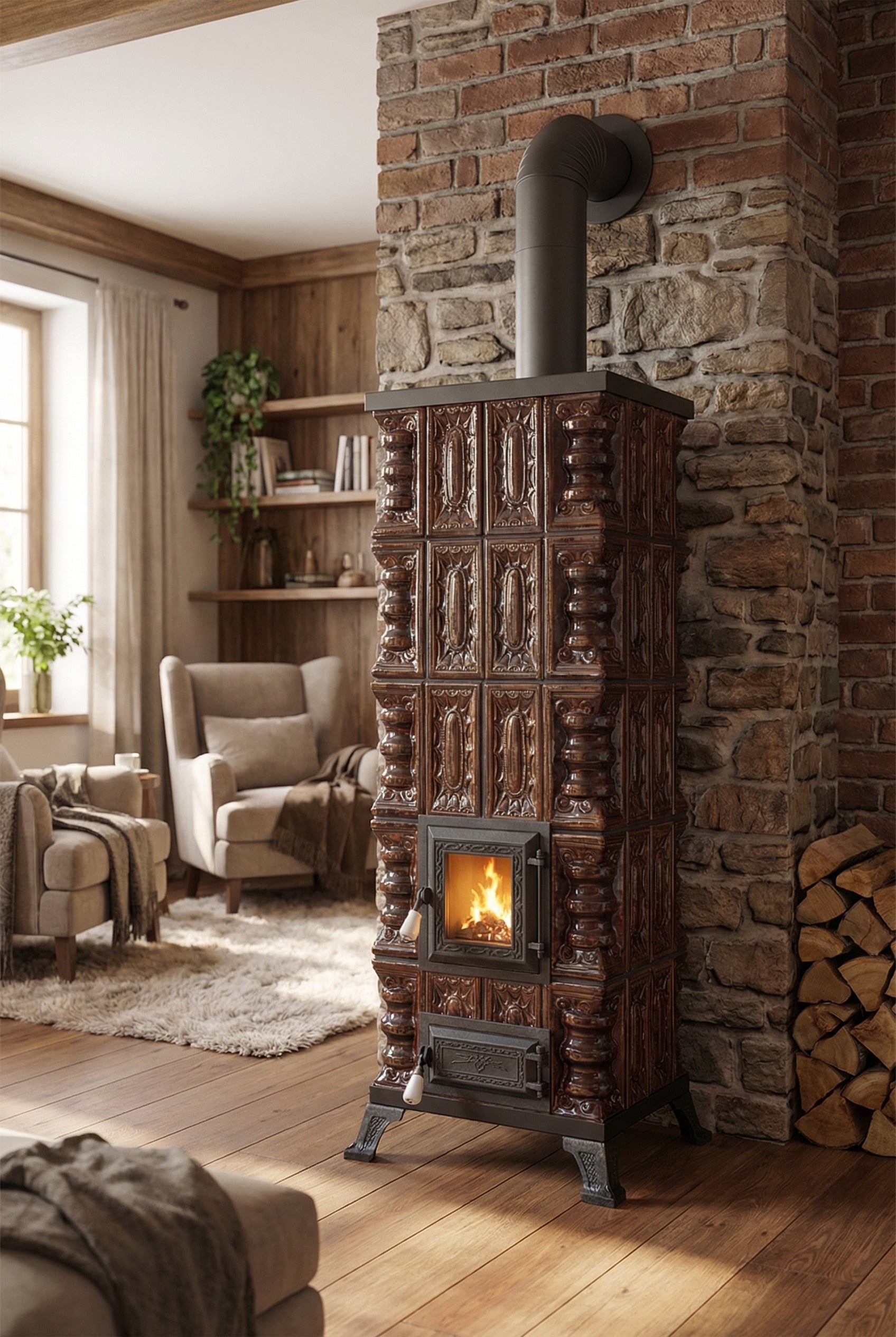 POÊLE CÉRAMIQUE MODÈLE 3 MARRON 8 kW