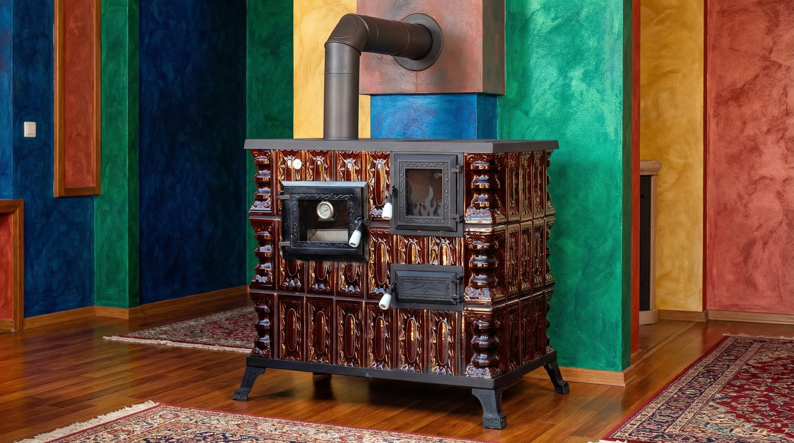 POÊLE CÉRAMIQUE MODÈLE 4 MARRON GAUCHE 10 kW