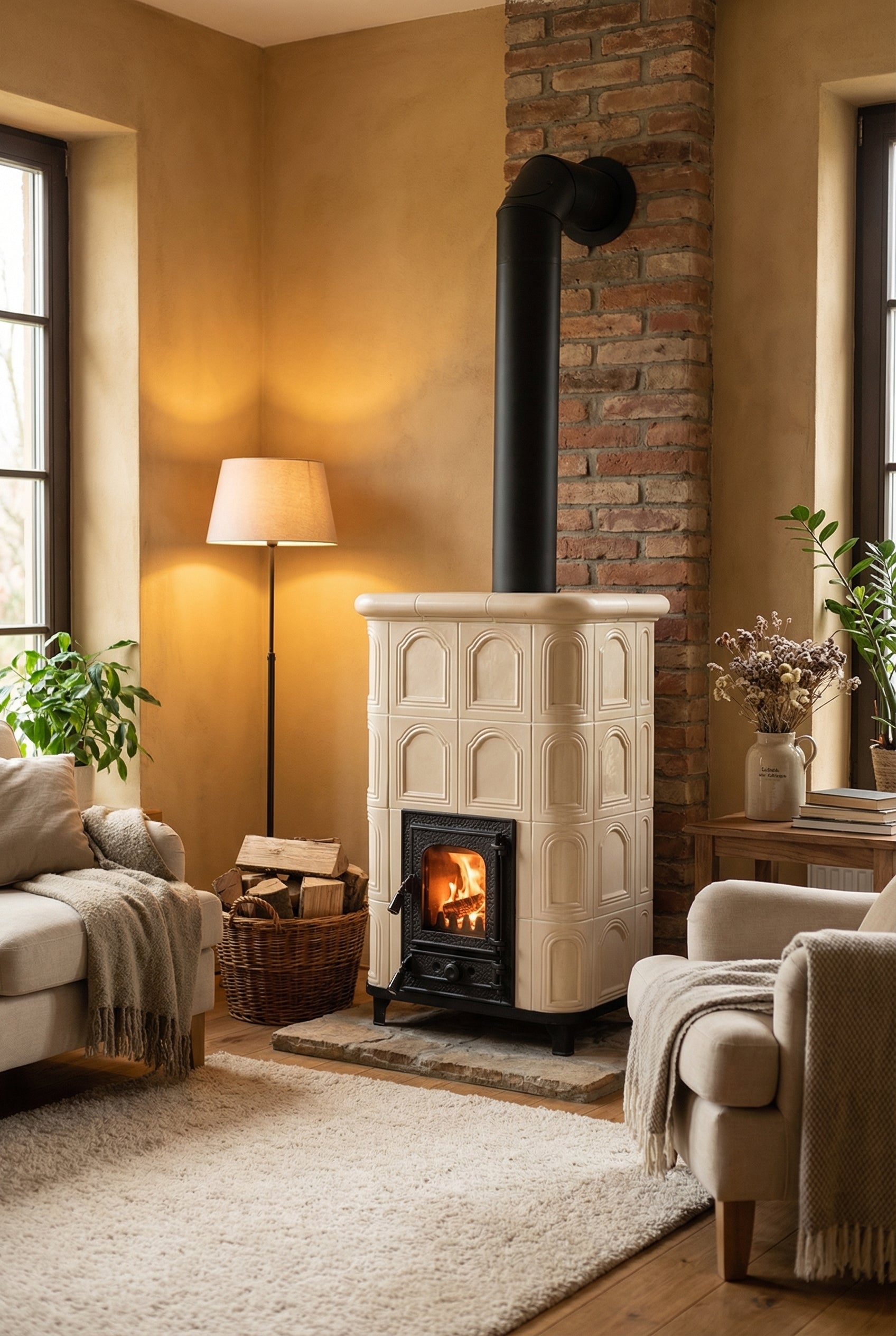POÊLE CÉRAMIQUE MODÈLE 25 CRÈME 10 kW