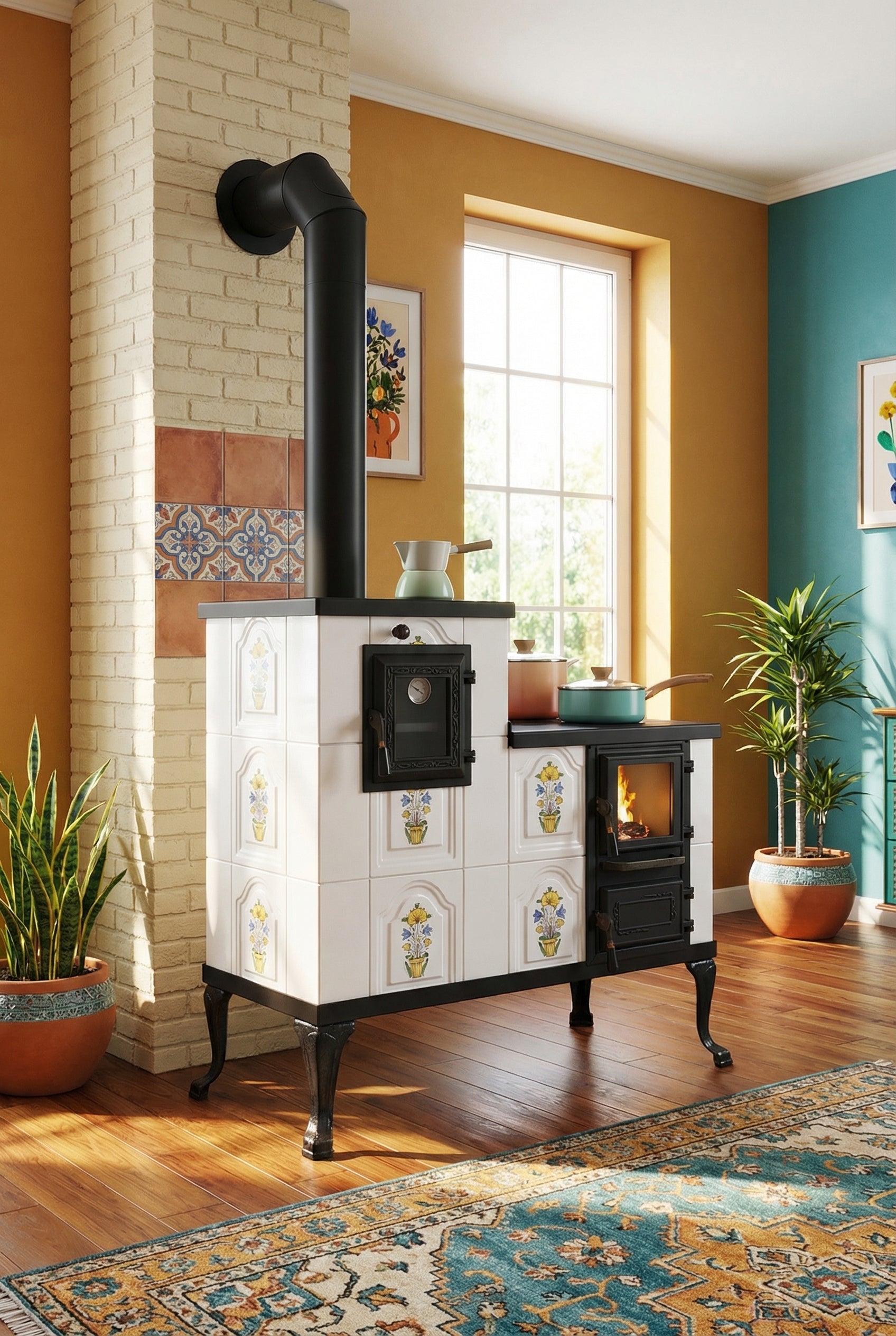 POÊLE CÉRAMIQUE MODÈLE 1 FOLK GAUCHE 10 kW
