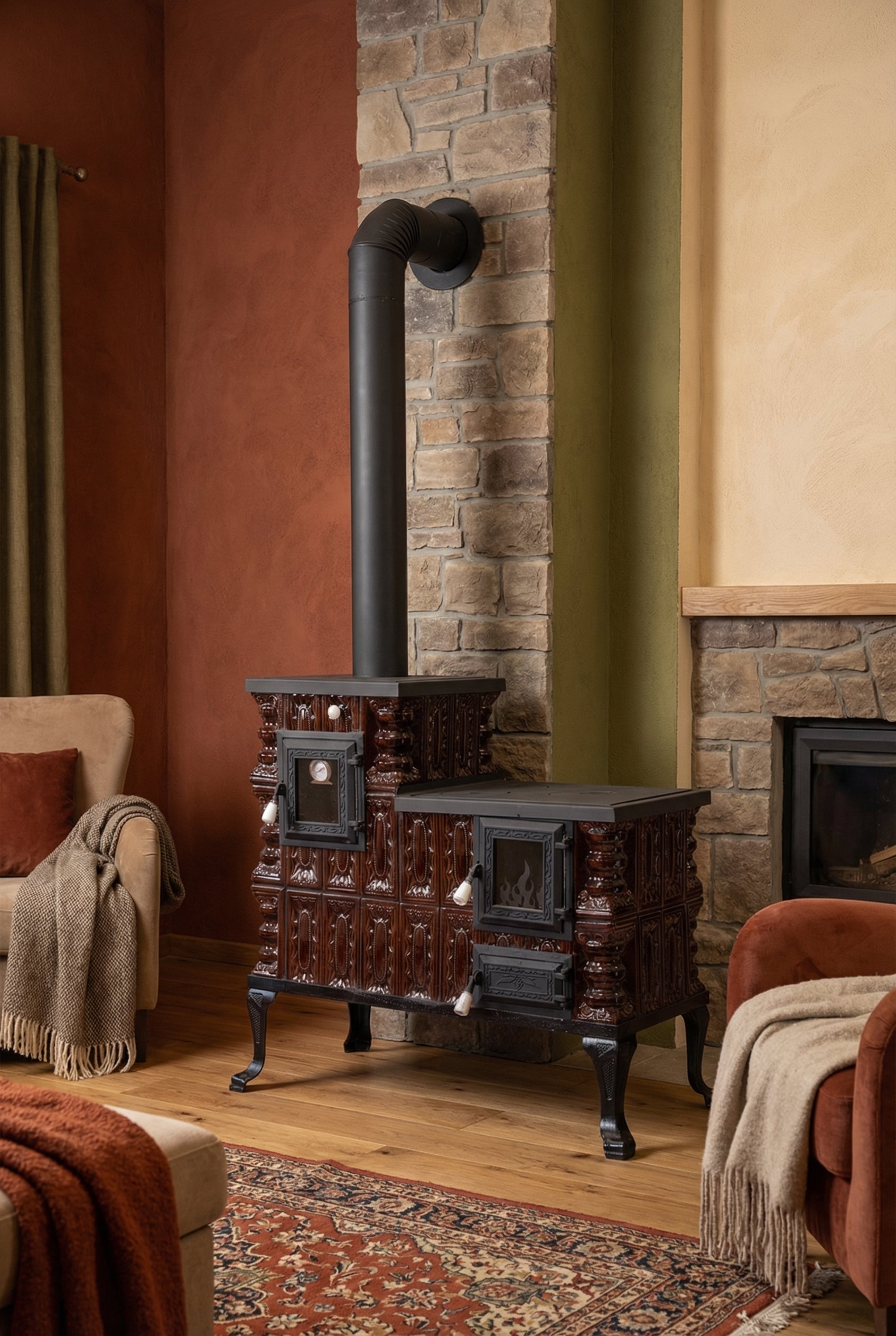 POÊLE CÉRAMIQUE MODÈLE 1 MARRON GAUCHE 10 kW