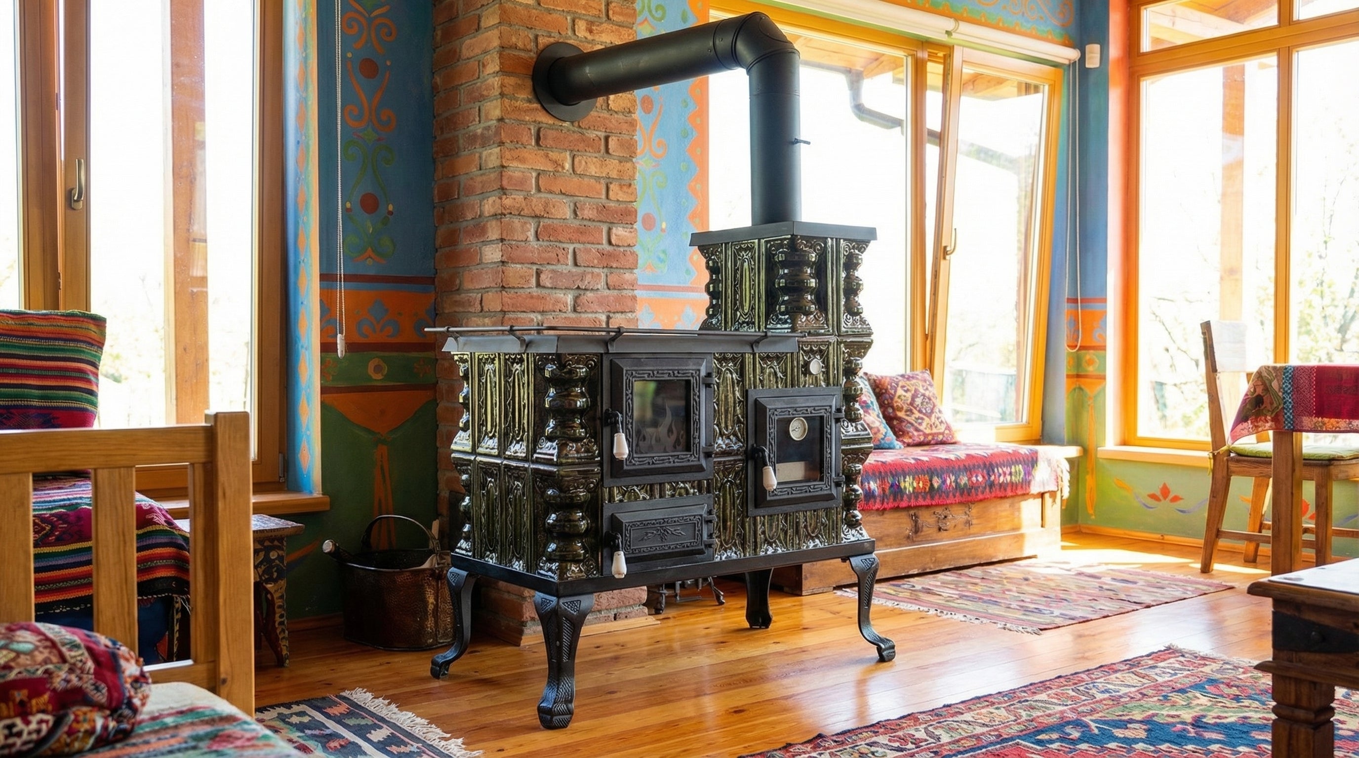 POÊLE CÉRAMIQUE MODÈLE 27 VERT DROIT 8 kW