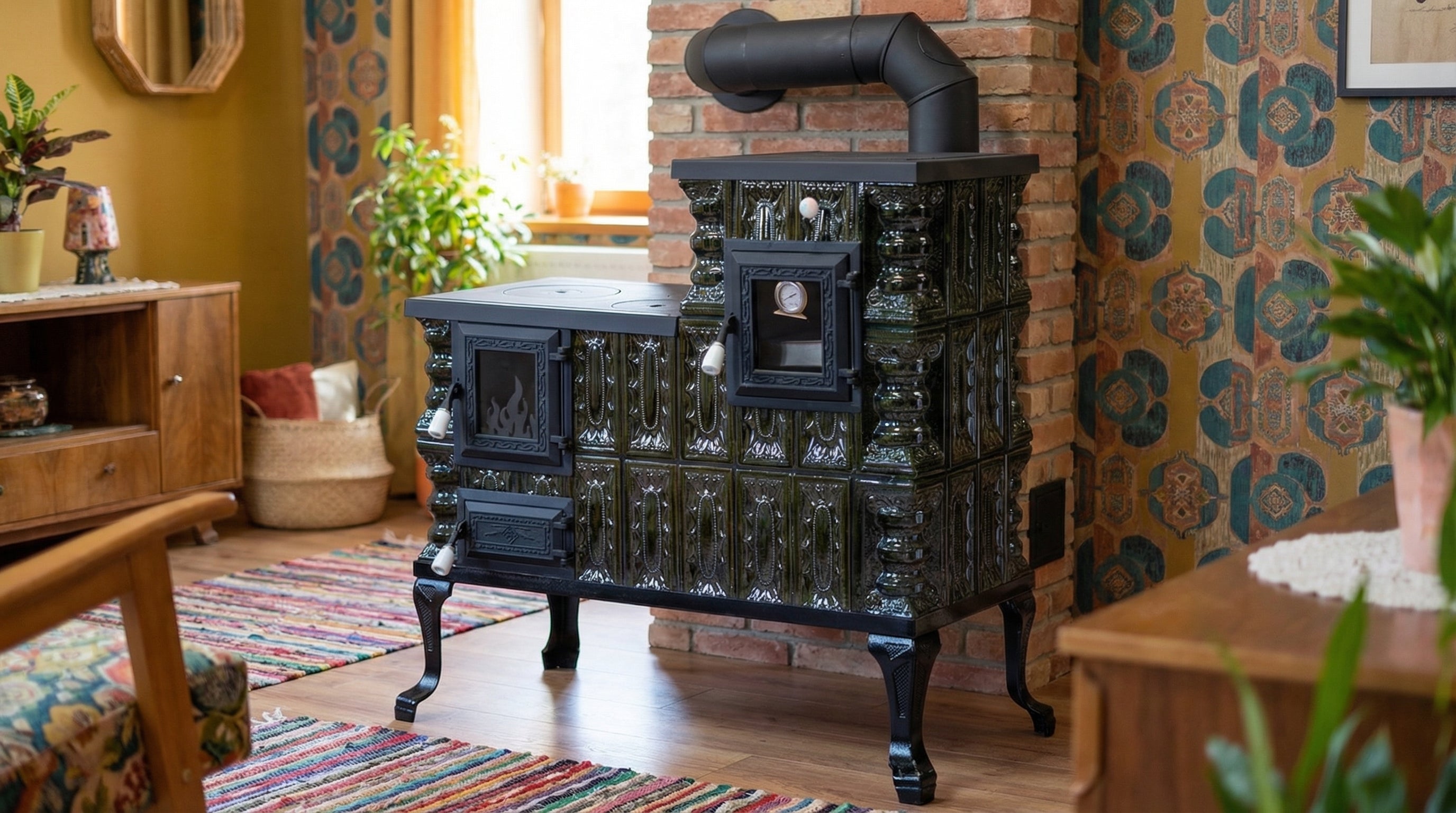 POÊLE CÉRAMIQUE MODÈLE 1 VERT DROIT 10 kW