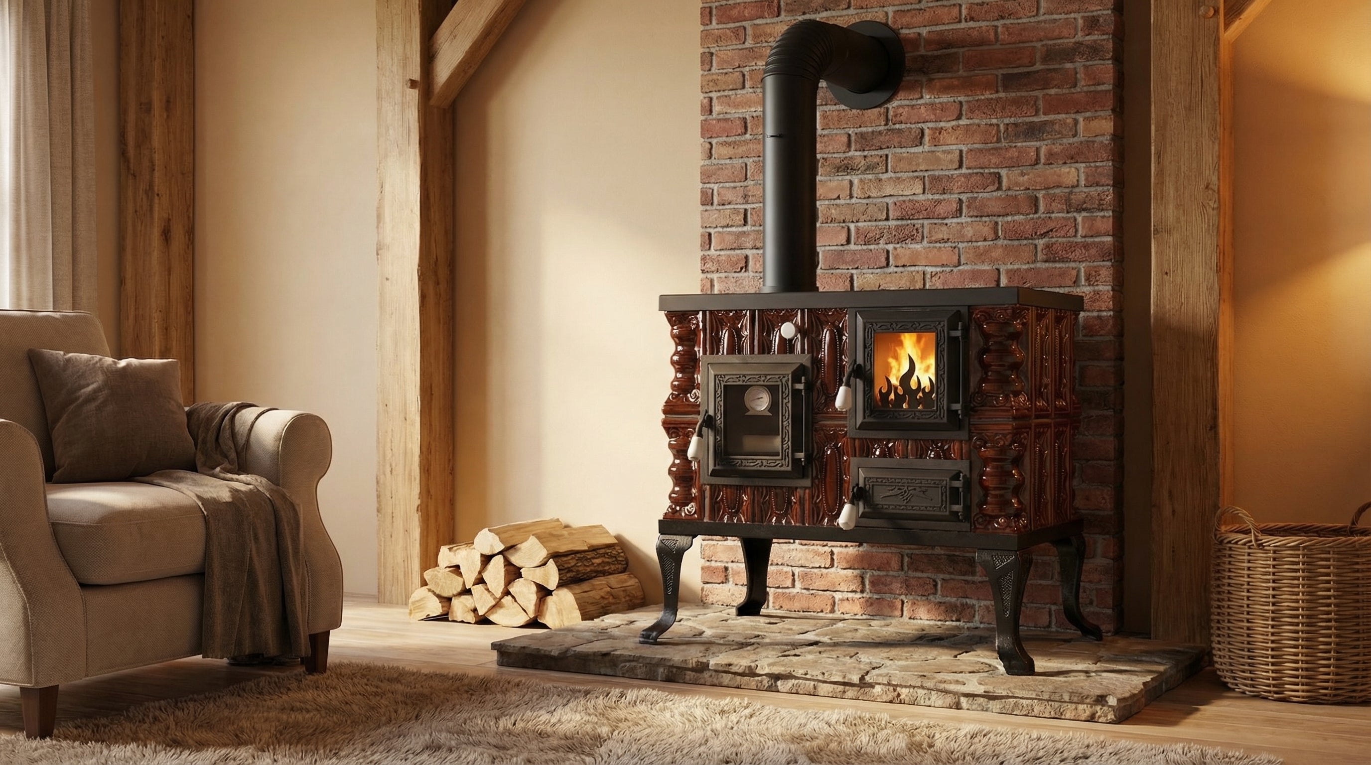 Piec ceramiczny model 7 brązowy lewy 6,5 kW