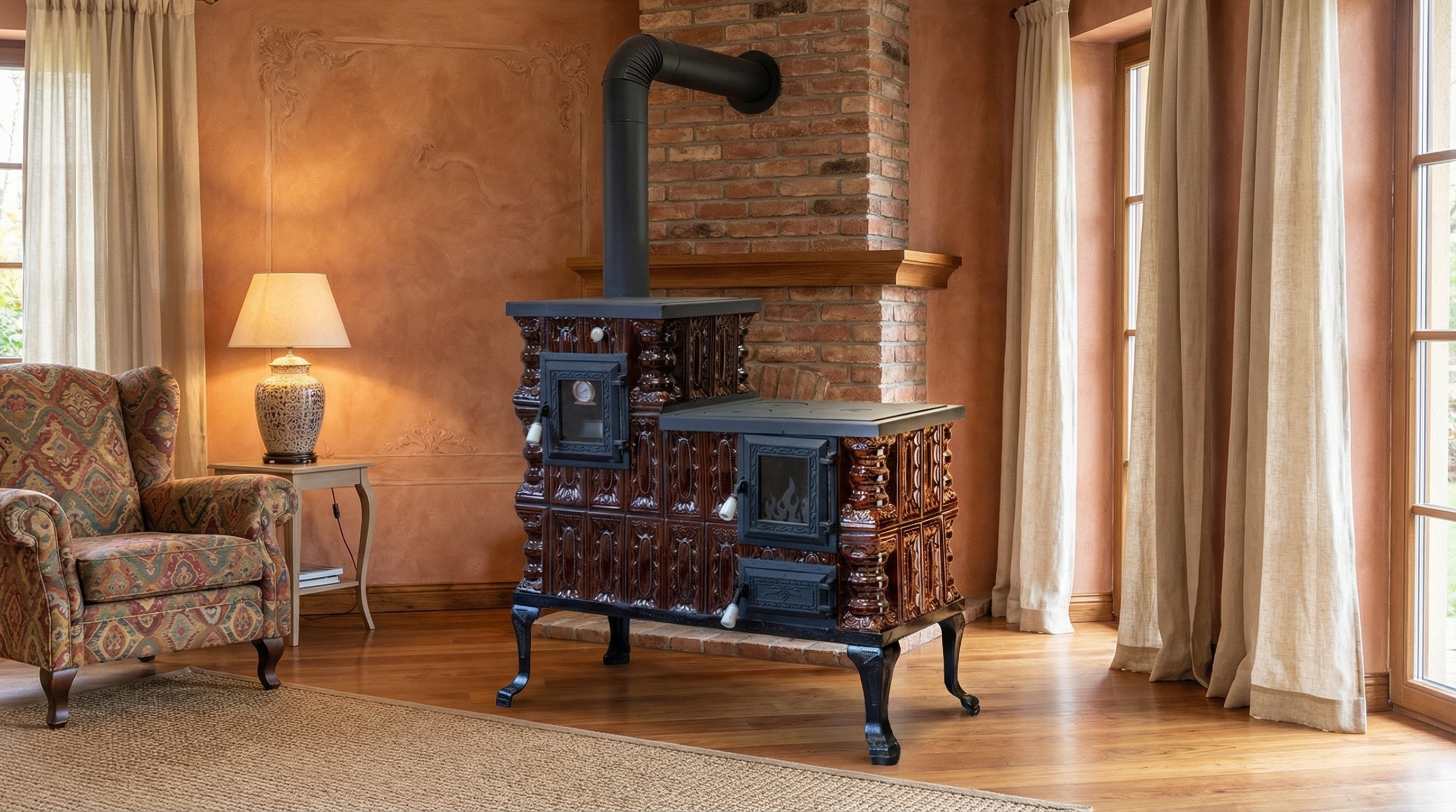 POÊLE CÉRAMIQUE MODÈLE 1 MARRON GAUCHE 10 kW