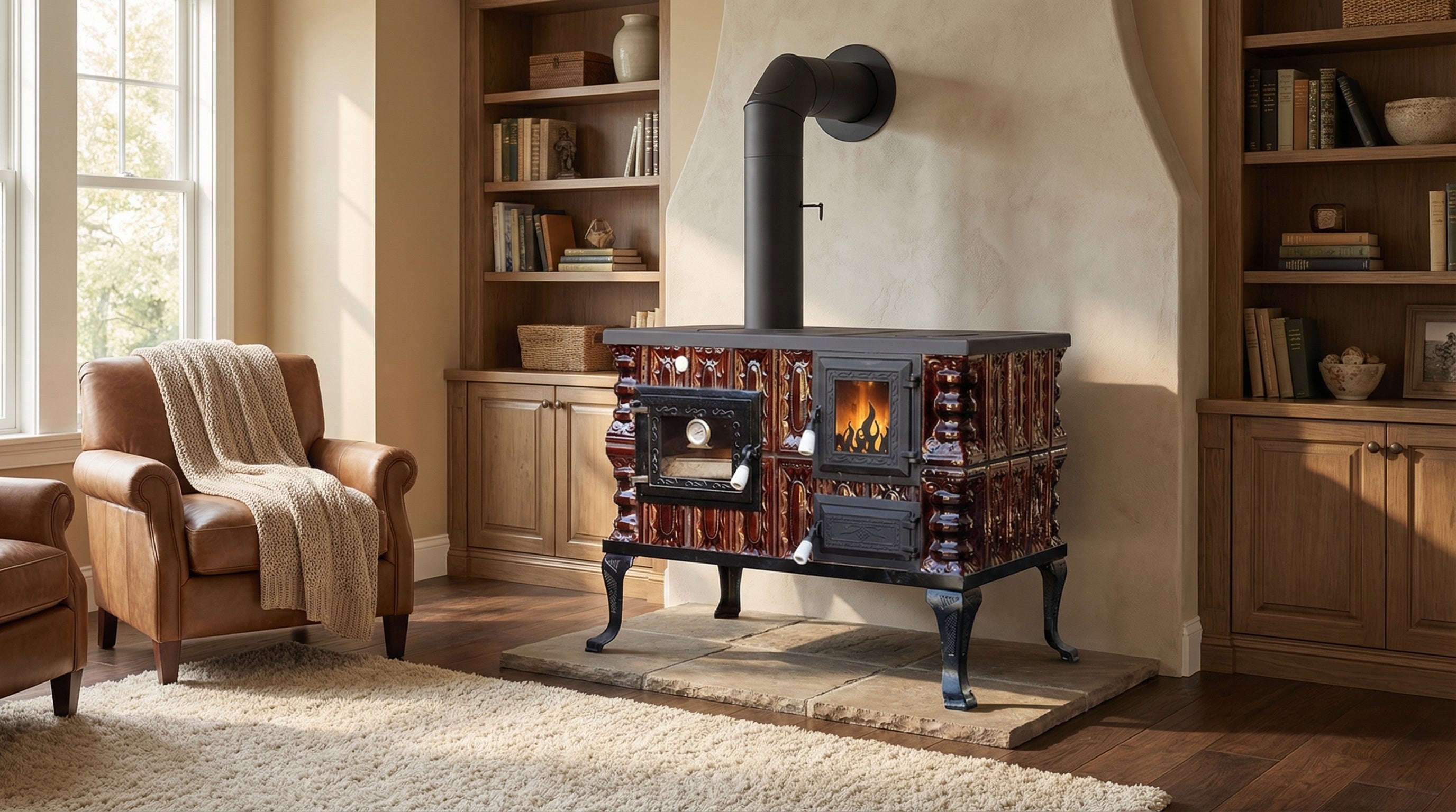 POÊLE CÉRAMIQUE MODÈLE 6 MARRON GAUCHE 10 kW