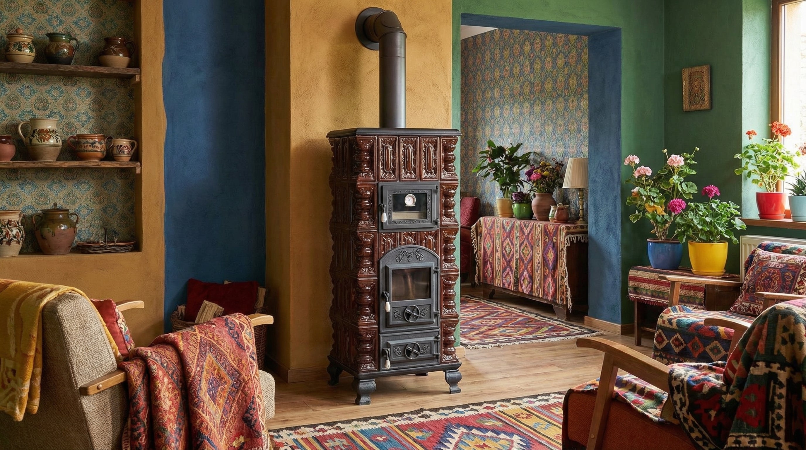 POÊLE CÉRAMIQUE MODÈLE 5 MARRON 10 kW