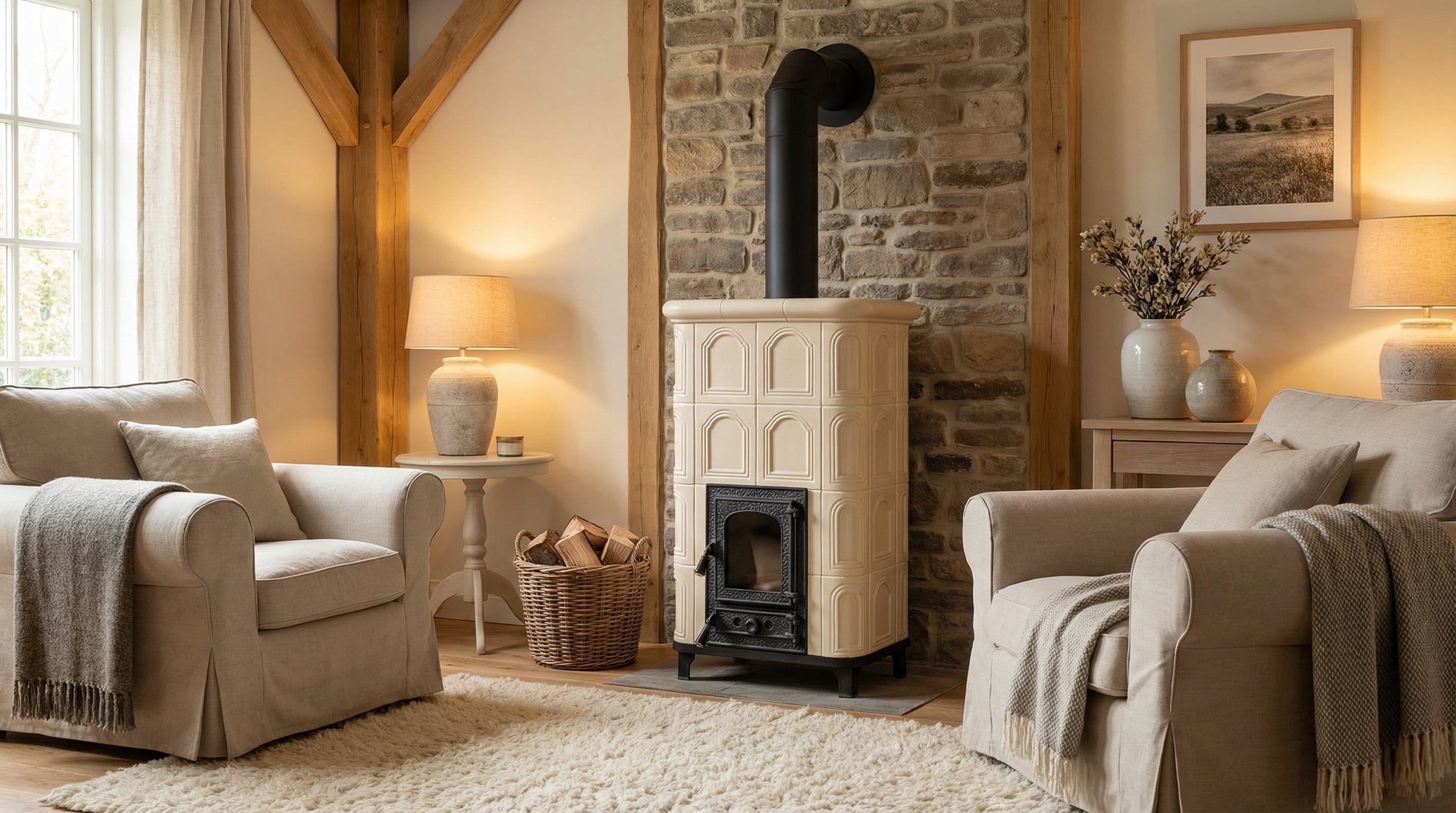 POÊLE CÉRAMIQUE MODÈLE 25 CRÈME 10 kW