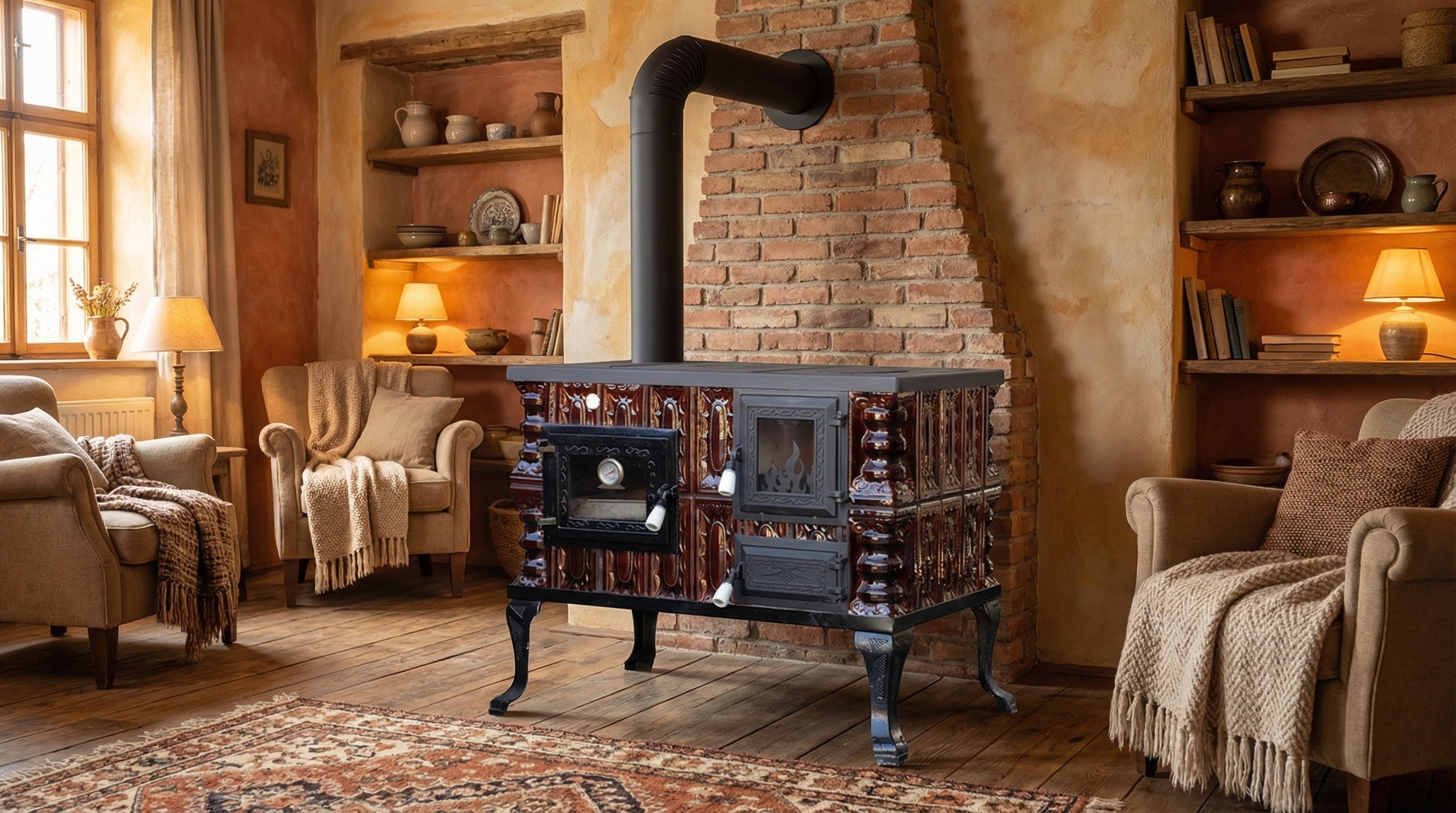 POÊLE CÉRAMIQUE MODÈLE 6 MARRON GAUCHE 10 kW