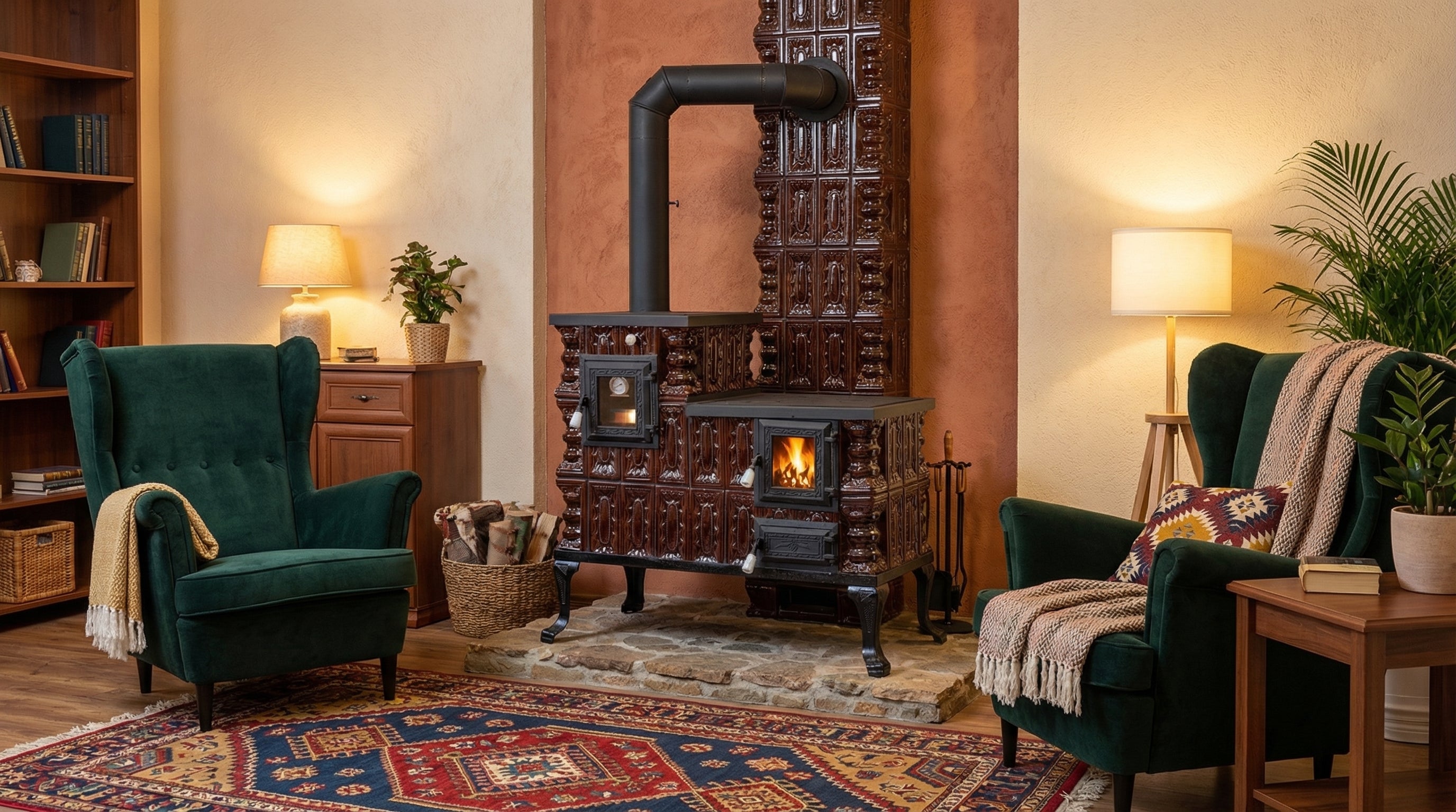 POÊLE CÉRAMIQUE MODÈLE 1 MARRON GAUCHE 10 kW