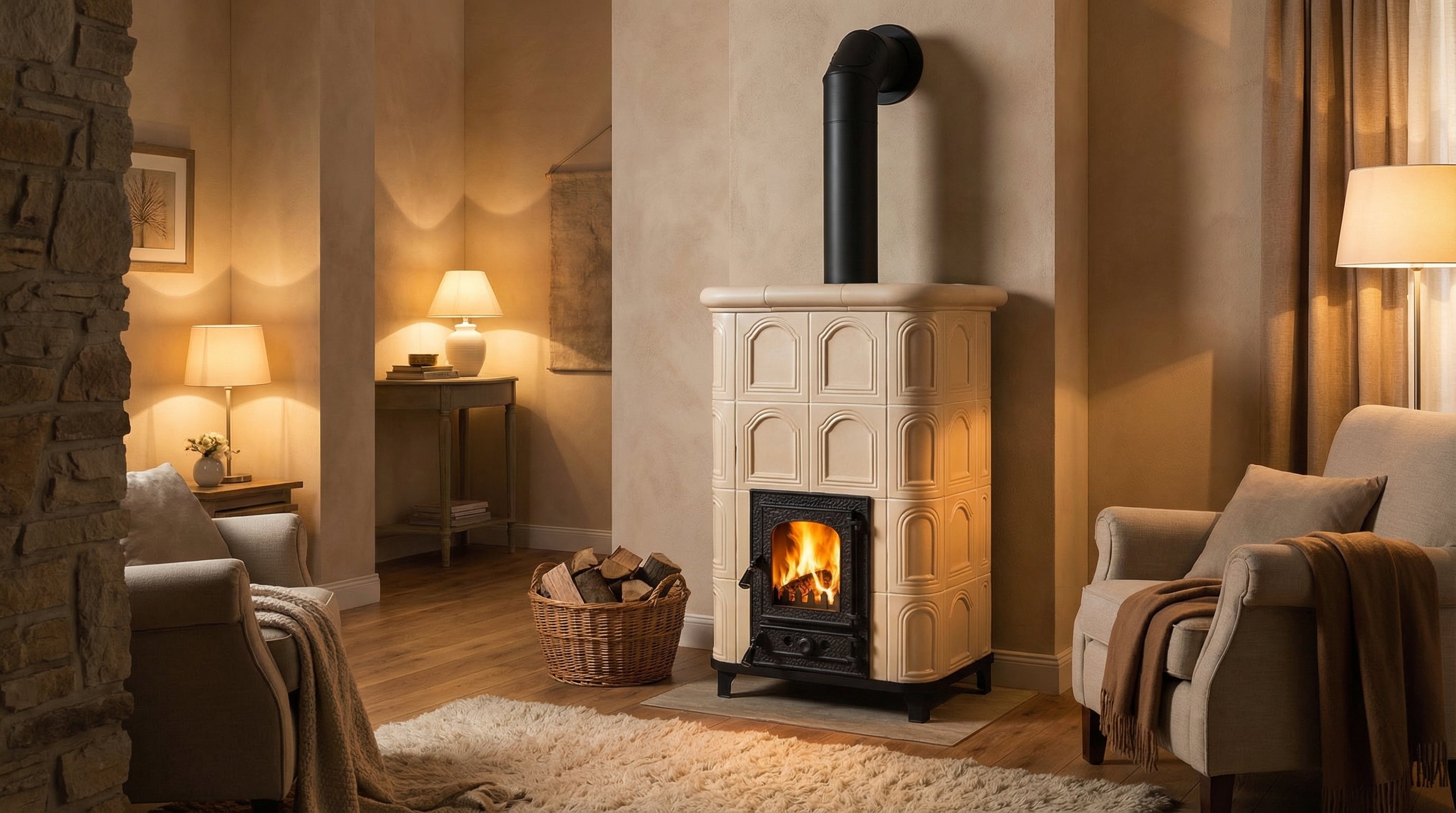 POÊLE CÉRAMIQUE MODÈLE 25 CRÈME 10 kW