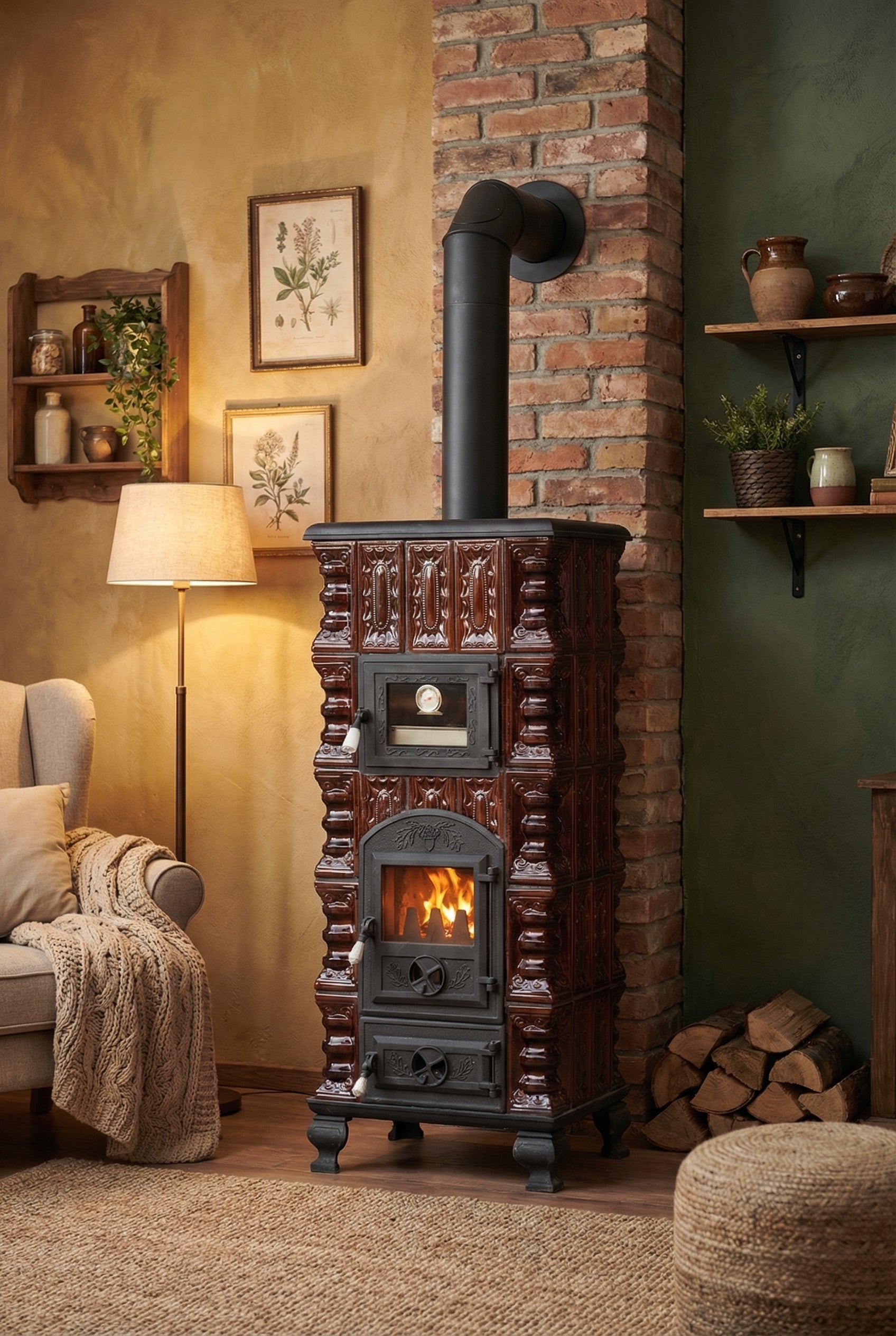 POÊLE CÉRAMIQUE MODÈLE 5 MARRON 10 kW