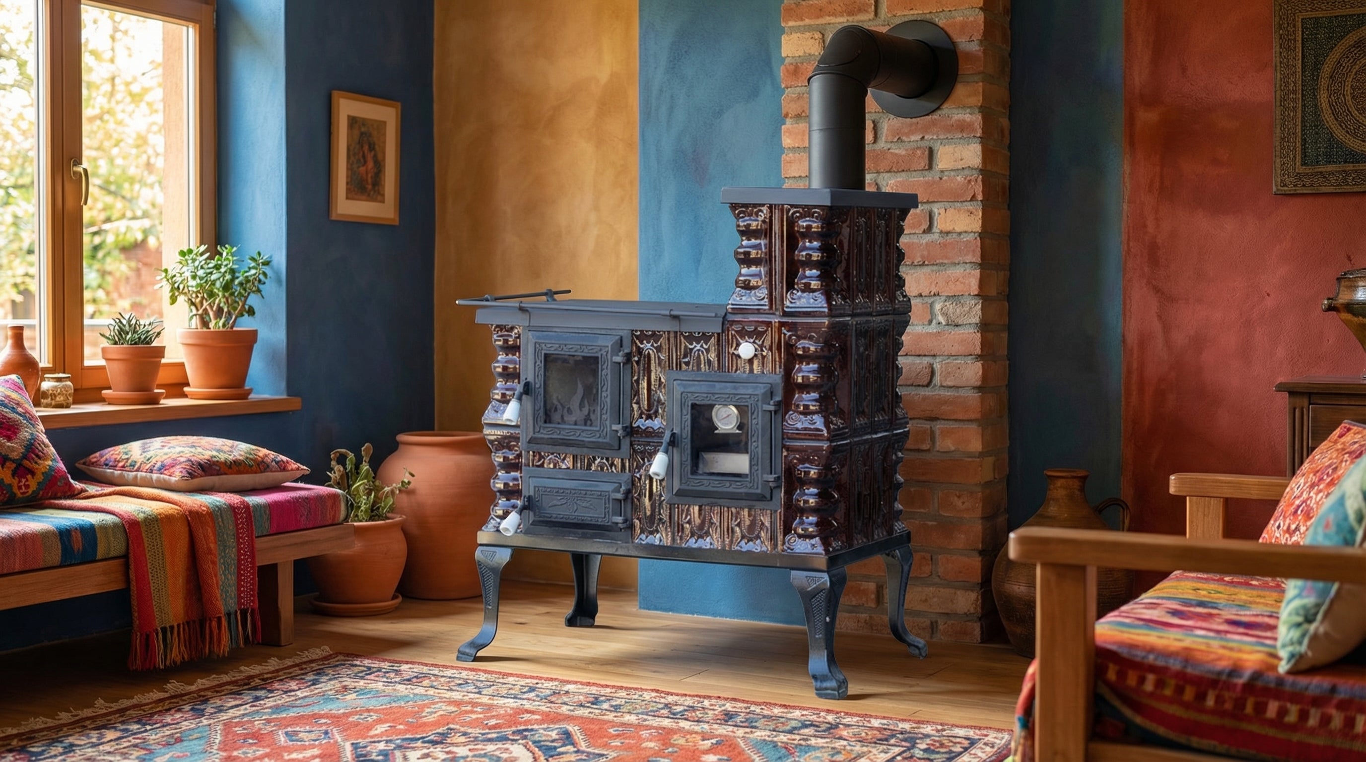POÊLE CÉRAMIQUE MODÈLE 27 VERT DROIT 8 kW