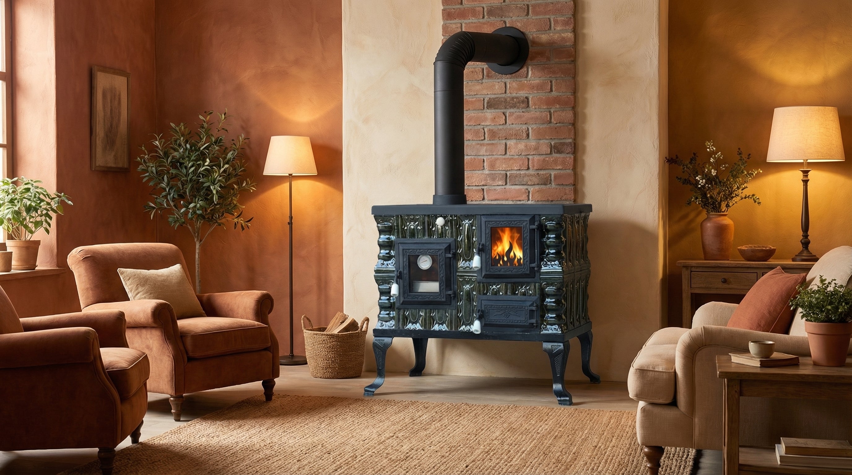 STUFA IN CERAMICA MODELLO 7 VERDE SINISTRA 6,5 kW