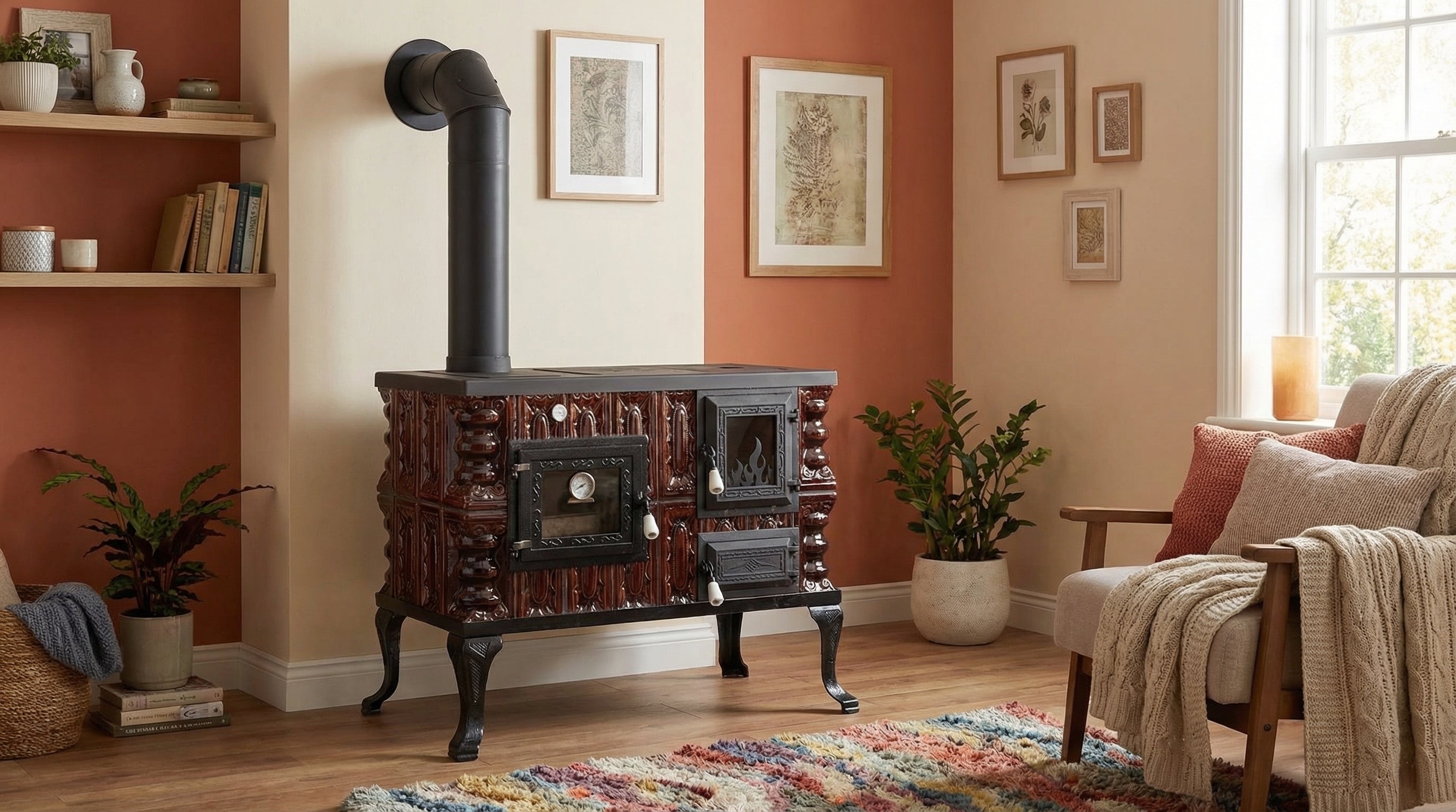 POÊLE CÉRAMIQUE MODÈLE 6 MARRON GAUCHE 10 kW