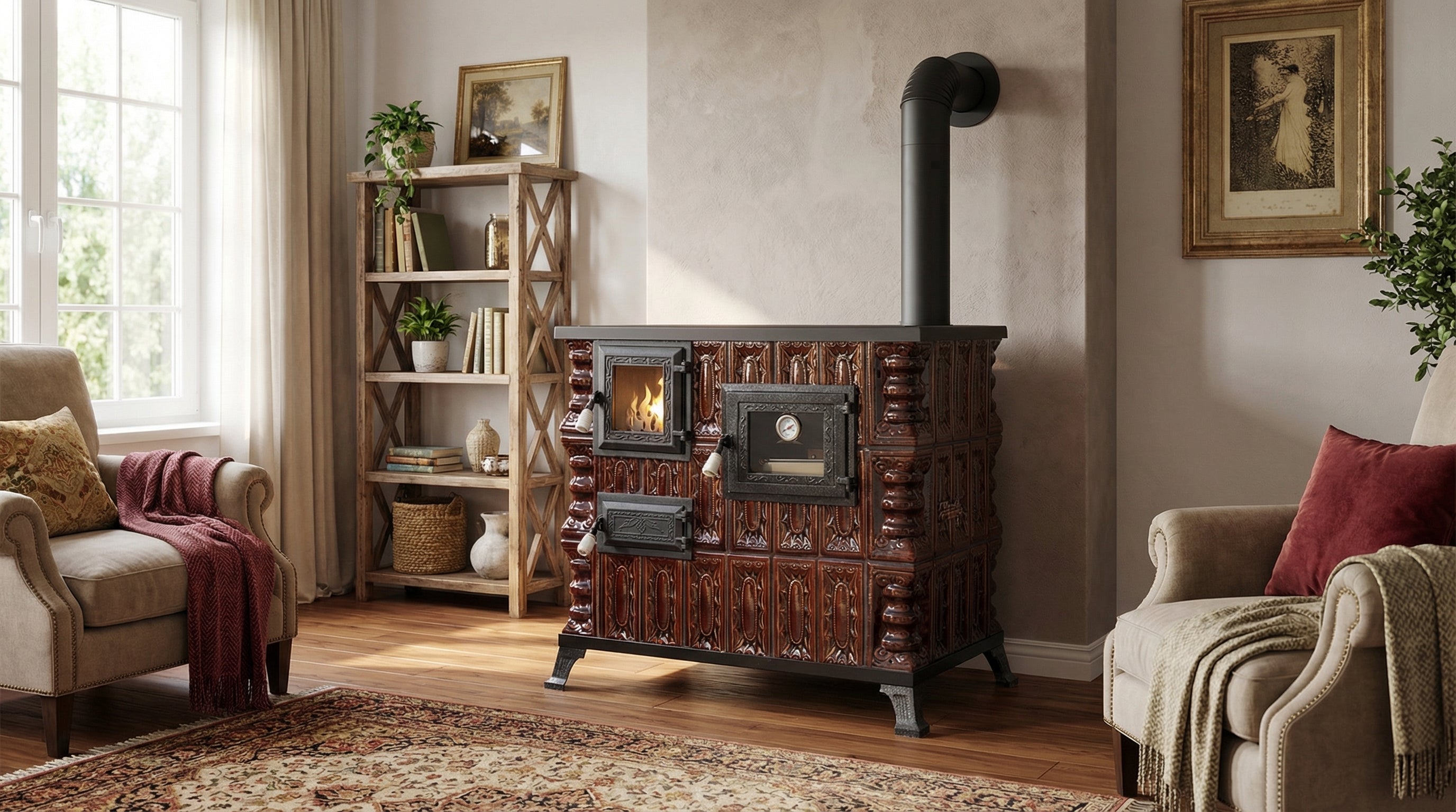 POÊLE CÉRAMIQUE MODÈLE 4 MARRON DROIT 10 kW