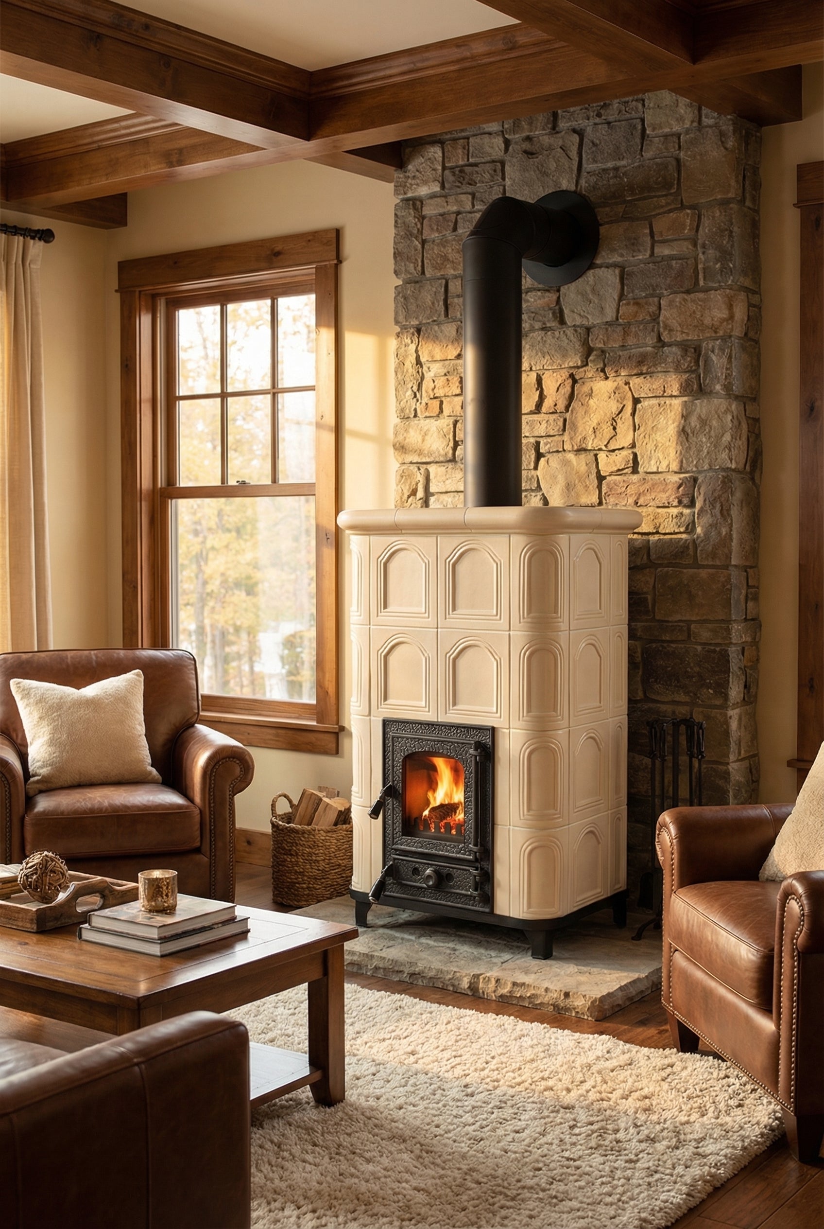 POÊLE CÉRAMIQUE MODÈLE 25 CRÈME 10 kW
