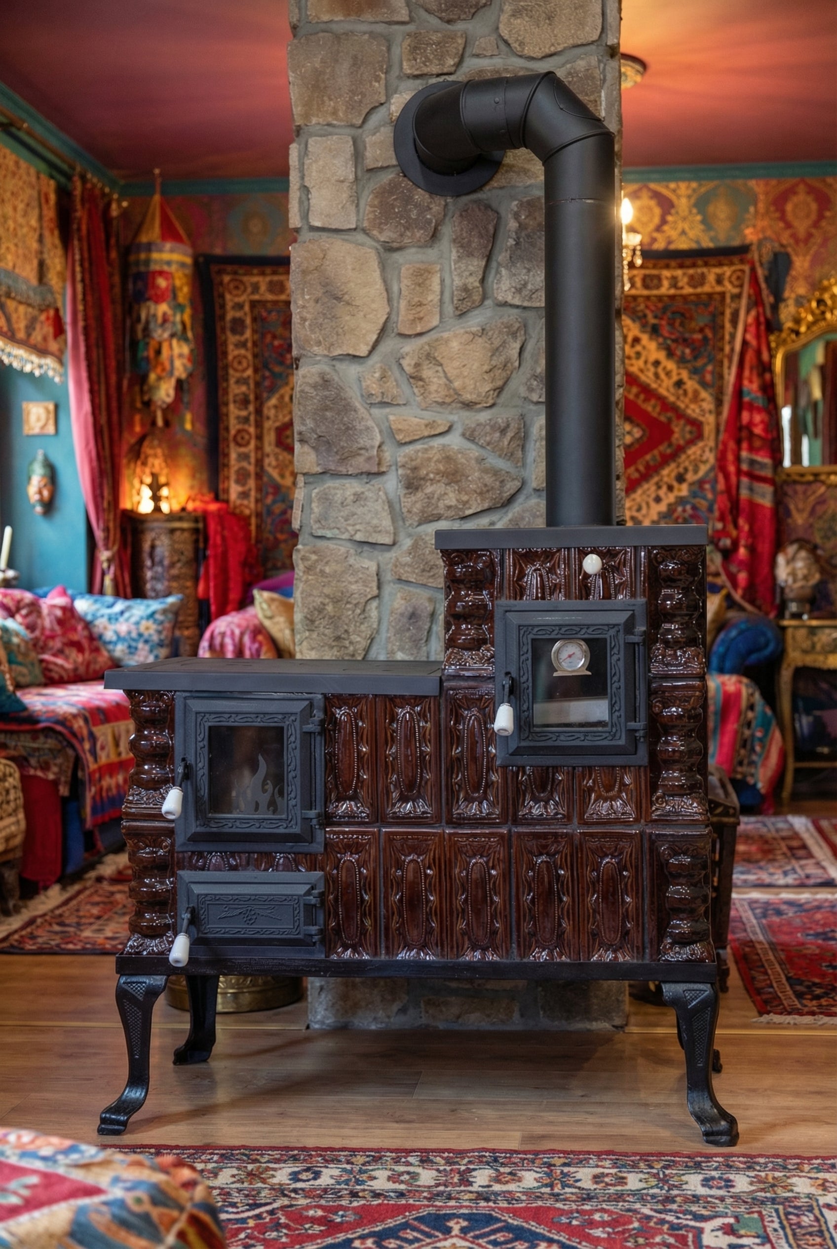 POÊLE CÉRAMIQUE MODÈLE 1 MARRON DROIT 10 kW