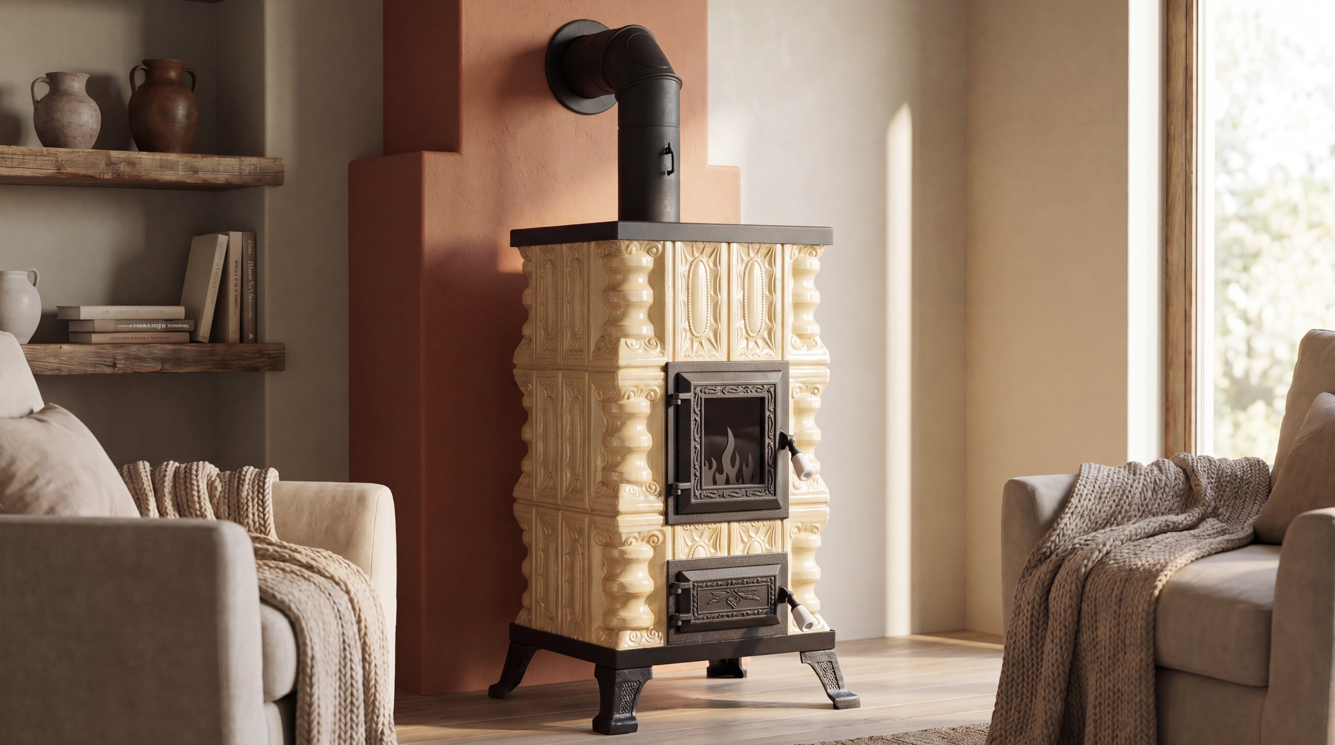POÊLE CÉRAMIQUE MODÈLE 15 CRÈME 5 kW