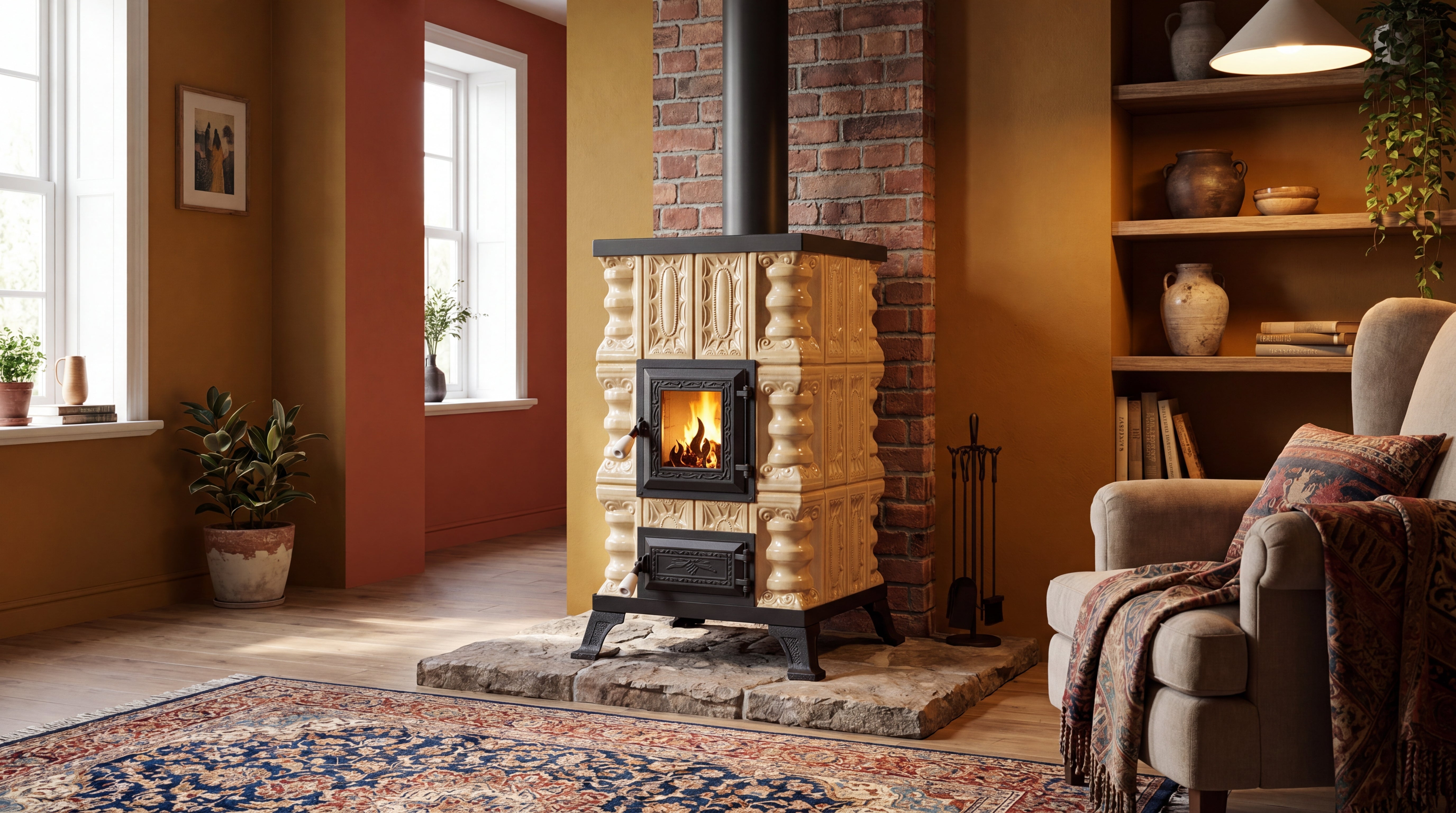 POÊLE CÉRAMIQUE MODÈLE 15 CRÈME 5 kW