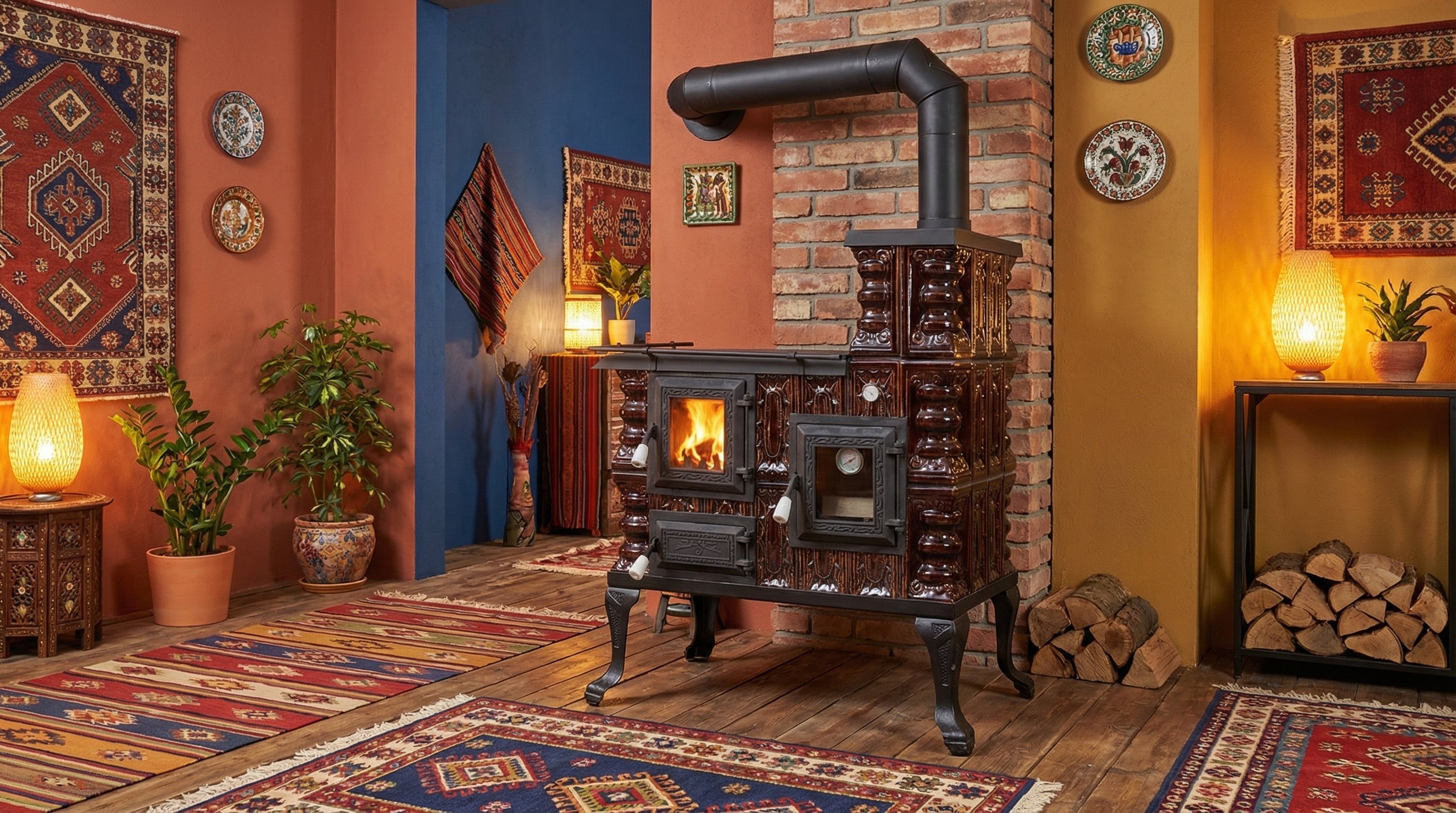POÊLE CÉRAMIQUE MODÈLE 27 MARRON DROIT 8 kW