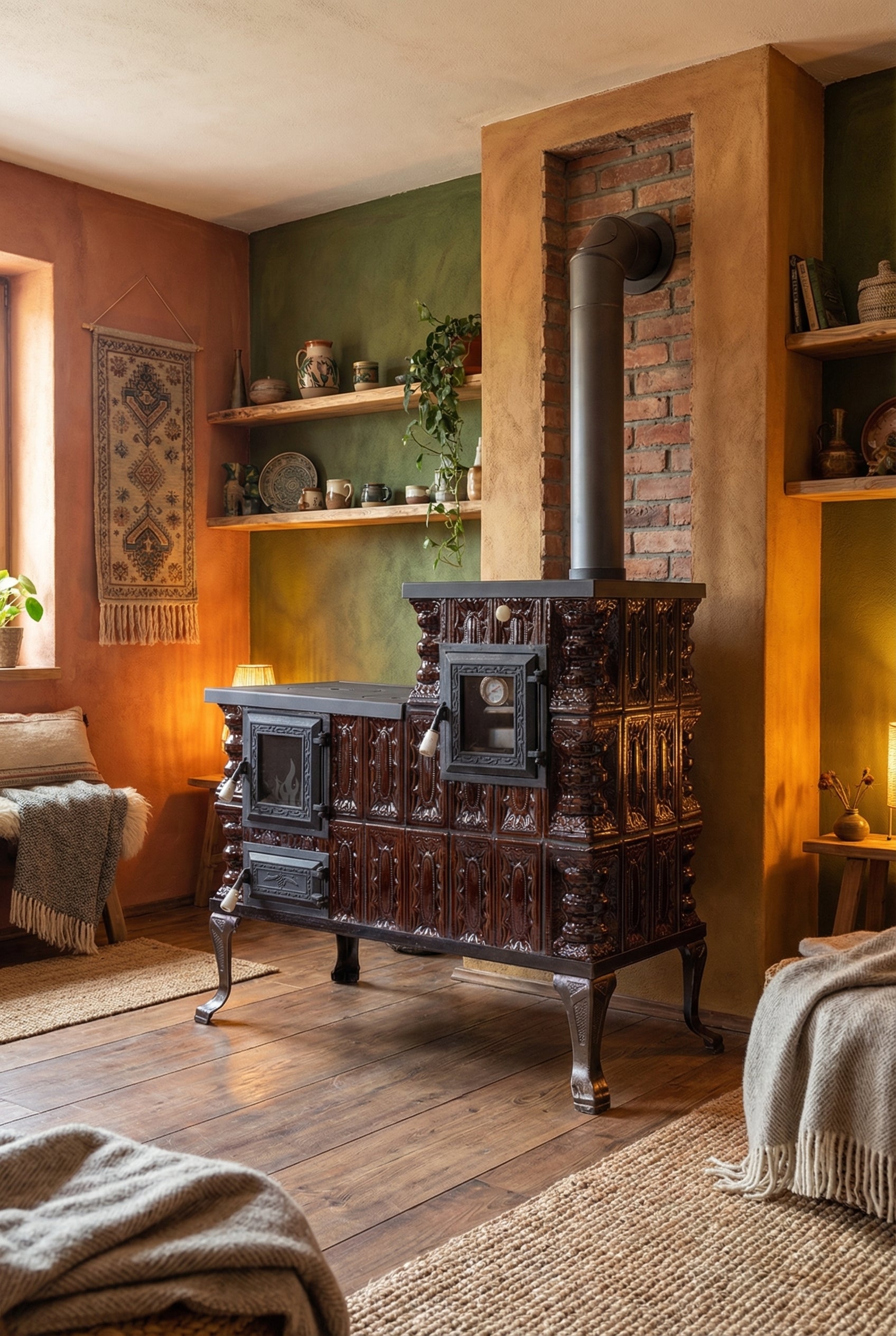 POÊLE CÉRAMIQUE MODÈLE 1 MARRON DROIT 10 kW