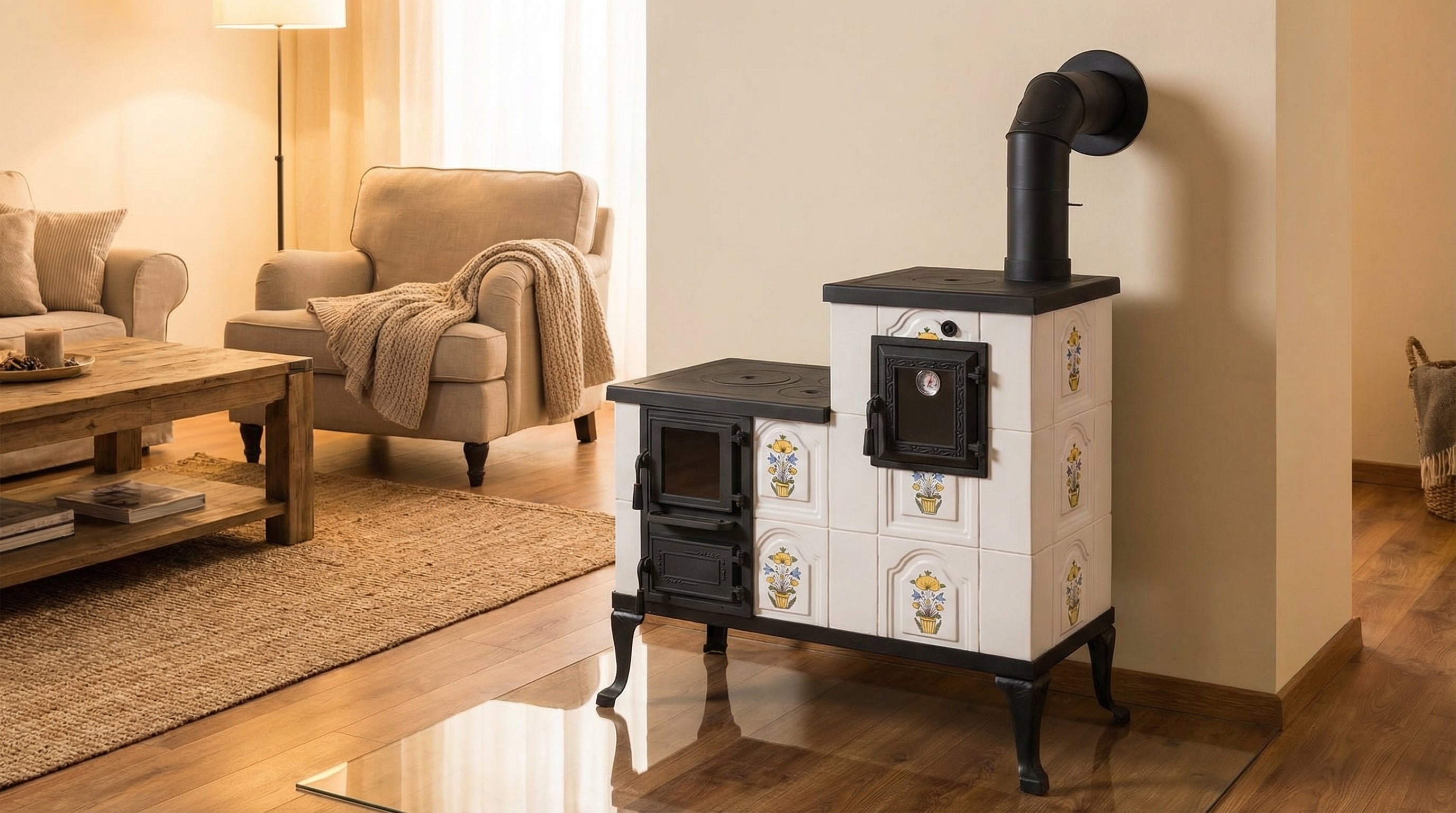 POÊLE CÉRAMIQUE MODÈLE 1 FOLK DROIT 10 kW