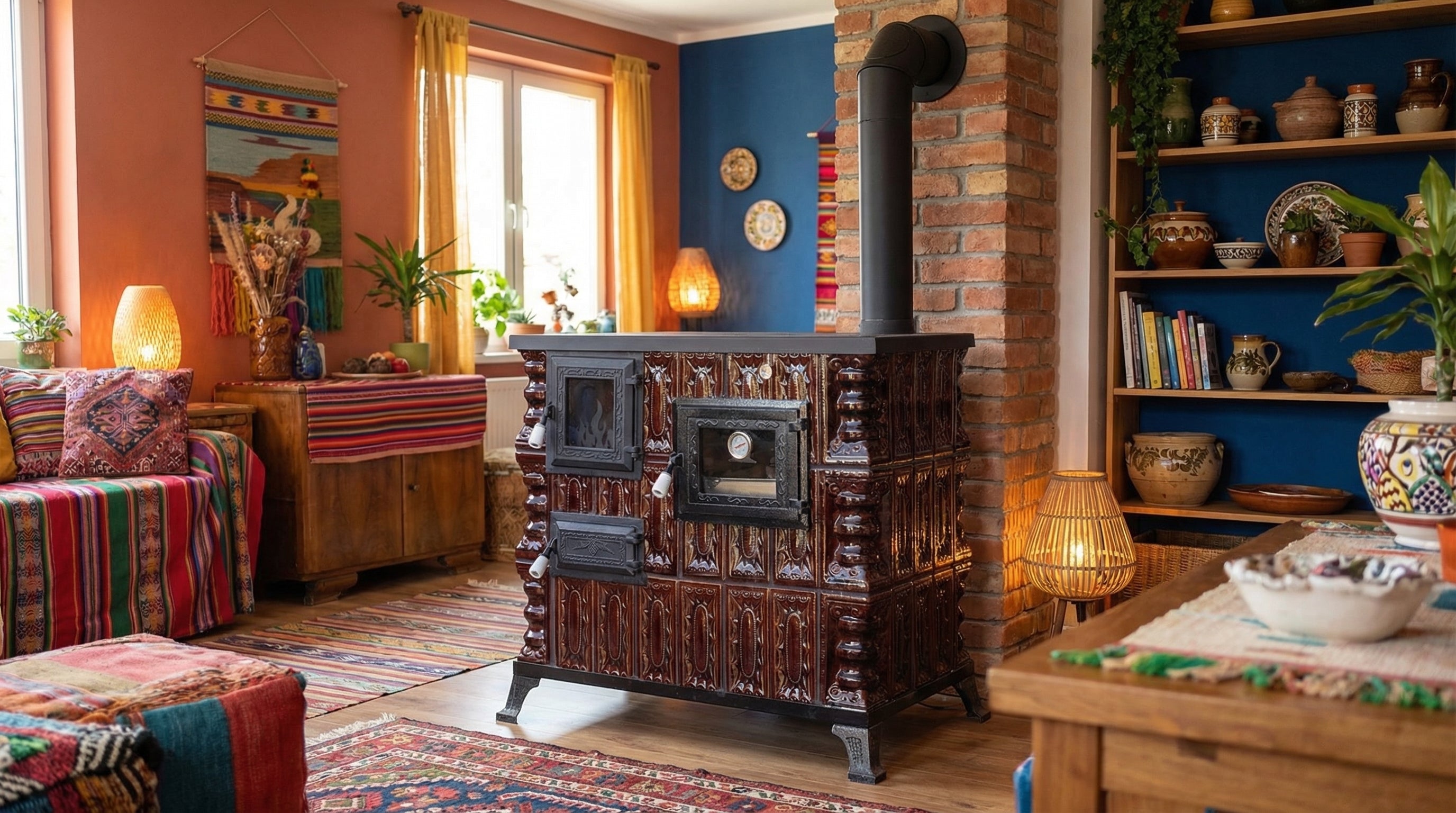 POÊLE CÉRAMIQUE MODÈLE 4 MARRON DROIT 10 kW