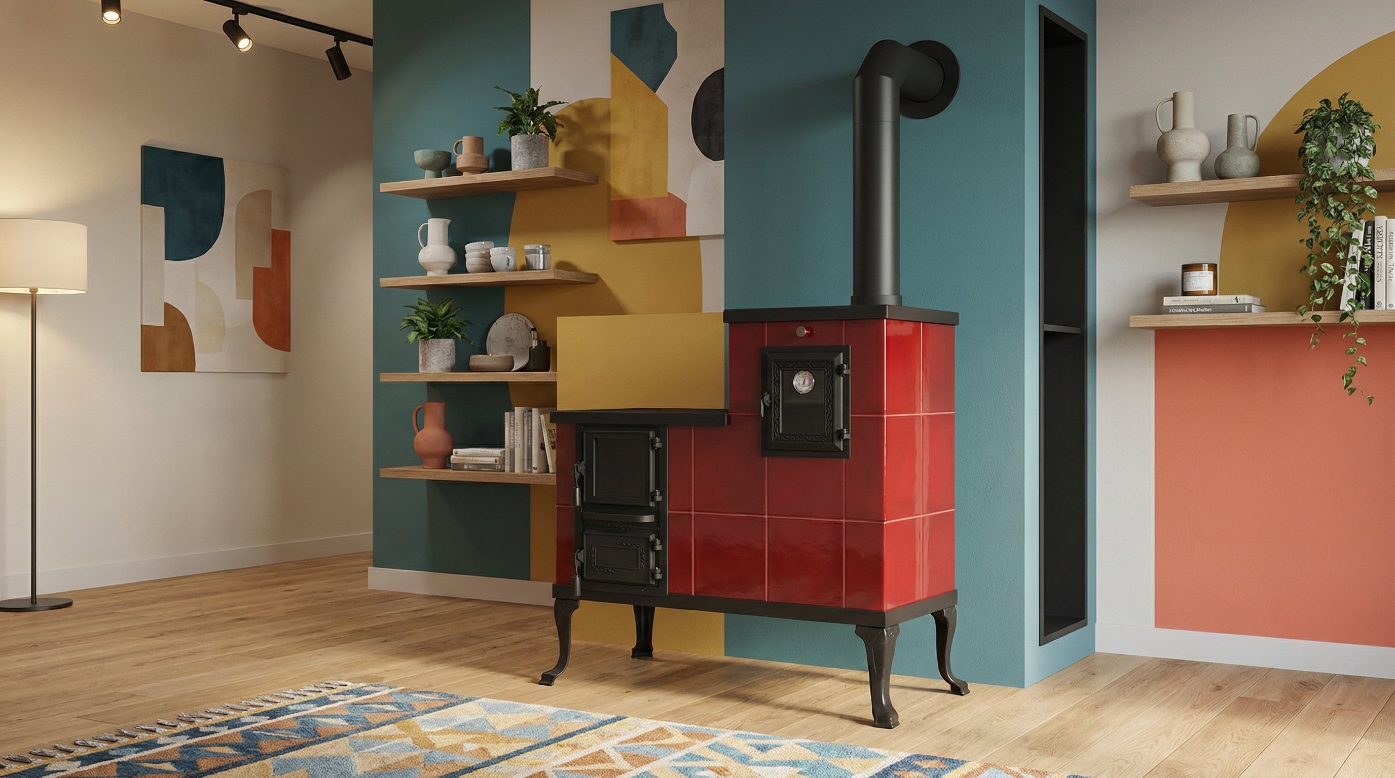 POÊLE CÉRAMIQUE MODÈLE 1 ROUGE DROIT 10 kW