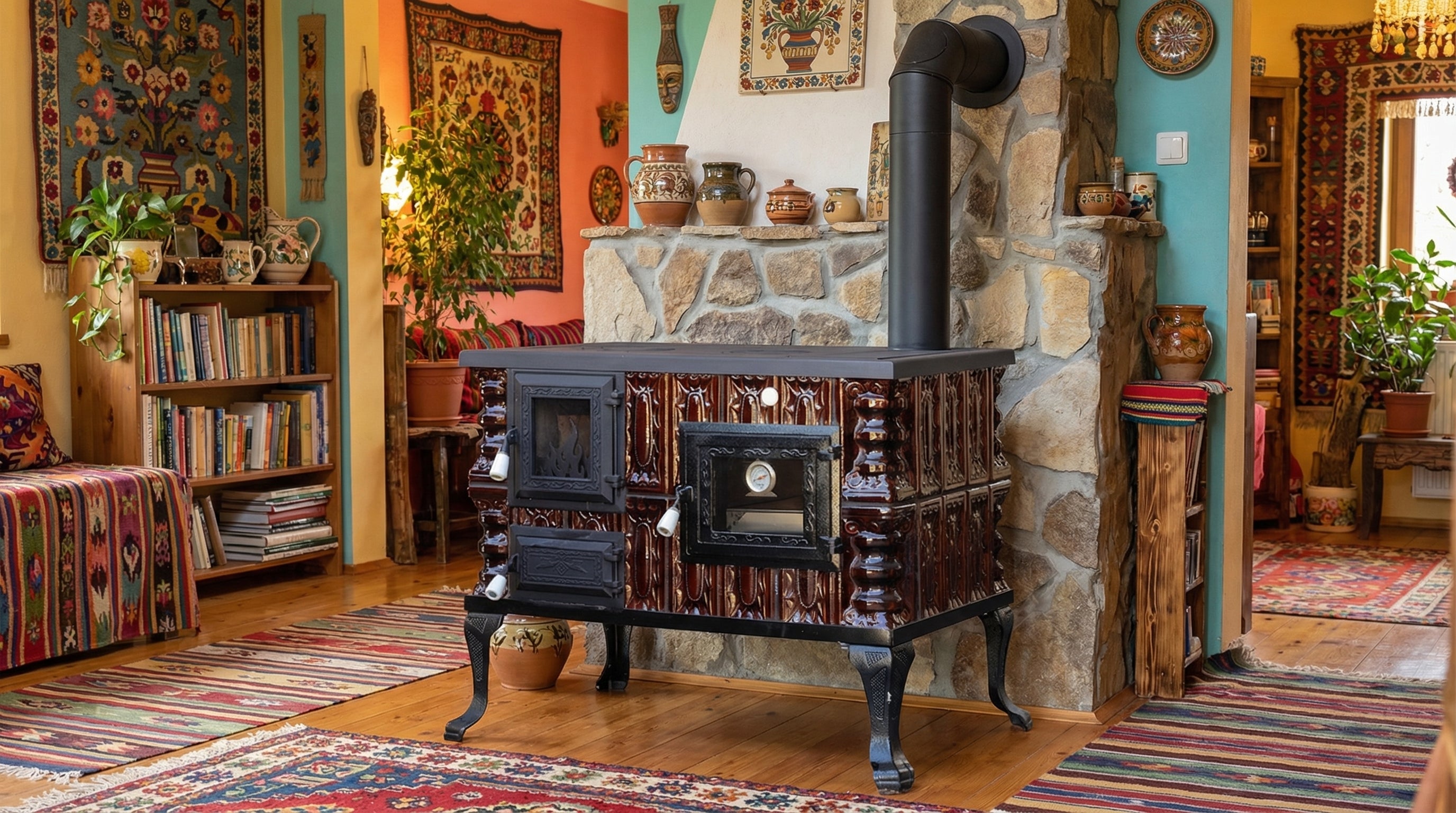 POÊLE CÉRAMIQUE MODÈLE 6 MARRON DROIT 10 kW