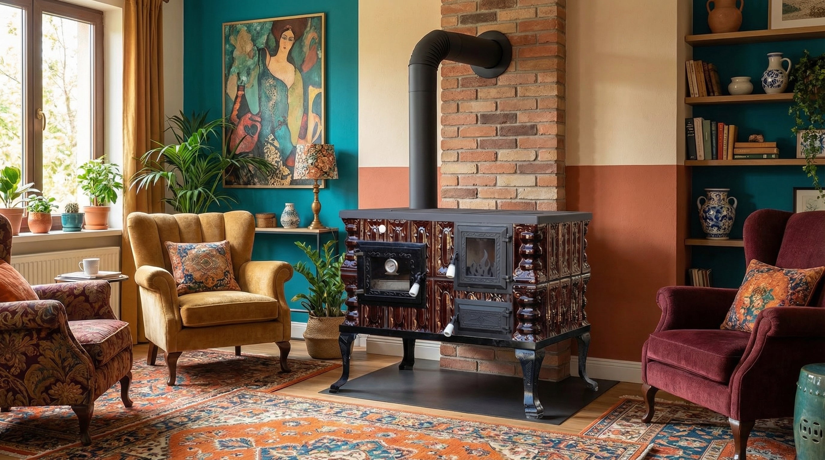 POÊLE CÉRAMIQUE MODÈLE 6 MARRON GAUCHE 10 kW